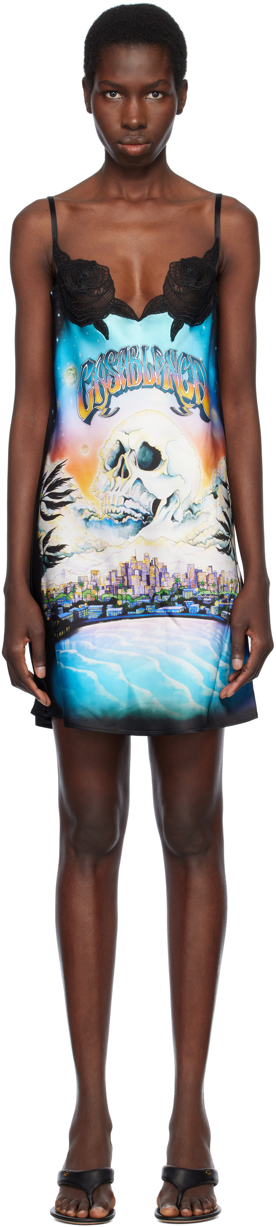 Casablanca Multicolor 'la Prémonition' Lace Slip Minidress In La Premonition