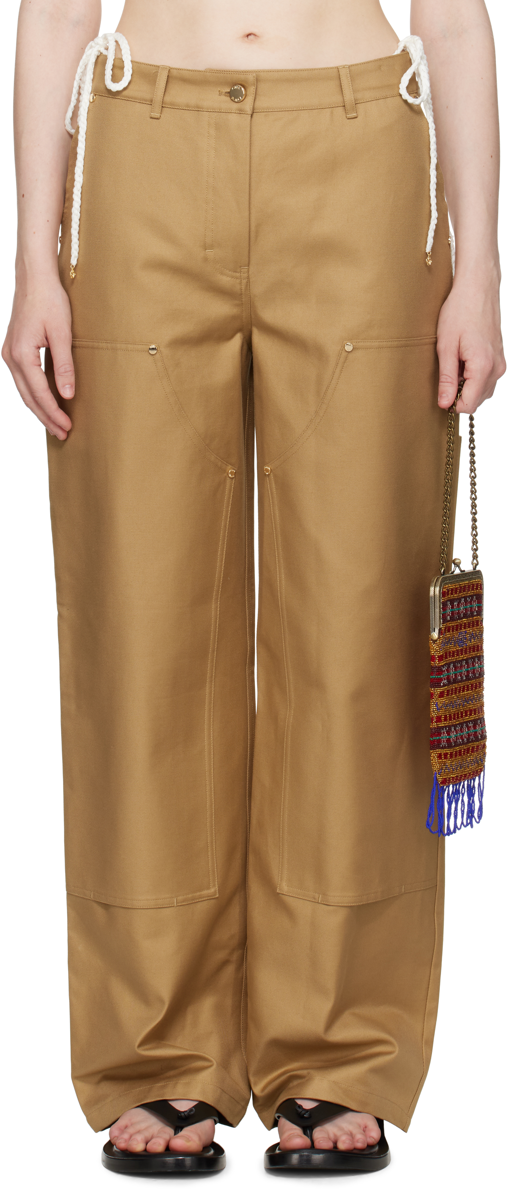 Tan Cotton Workwear Trousers
