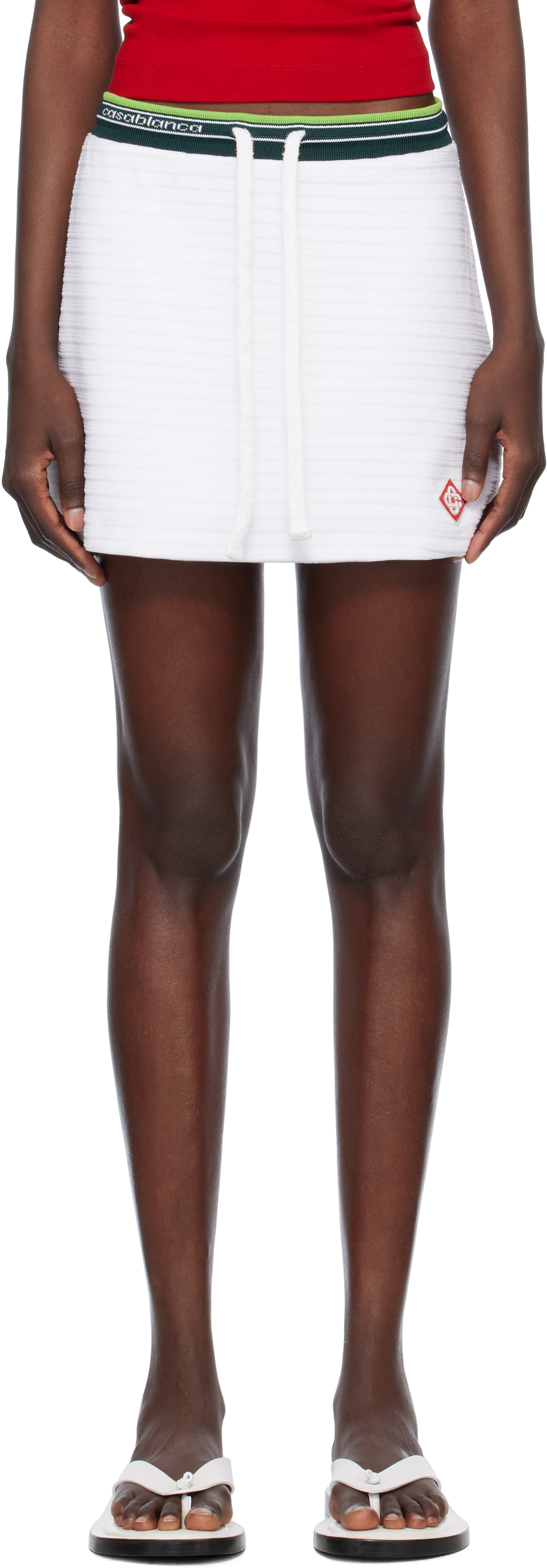 Casablanca Tennis Drawstring Logo-band Mini Skirt In White