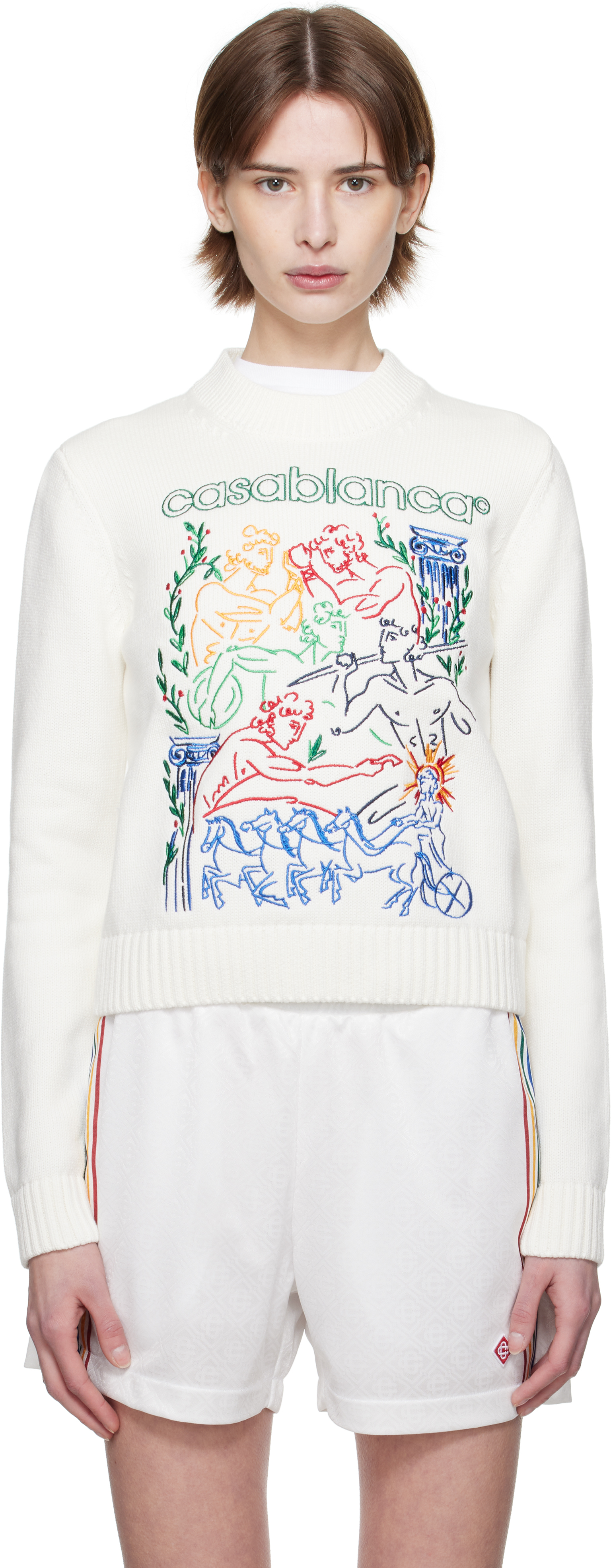 White Embroidered Sweater