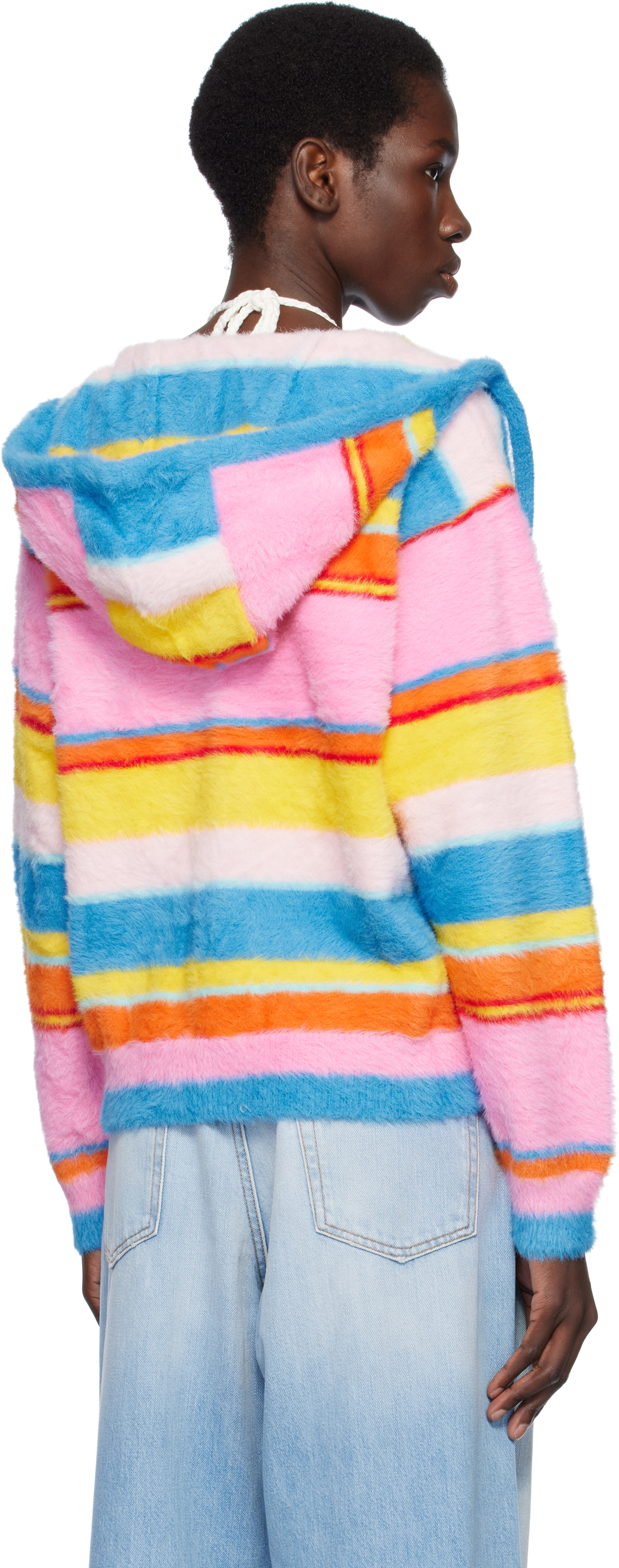 Casablanca Multicolor Fluffy Stripe Oversized Hoodie In Multi