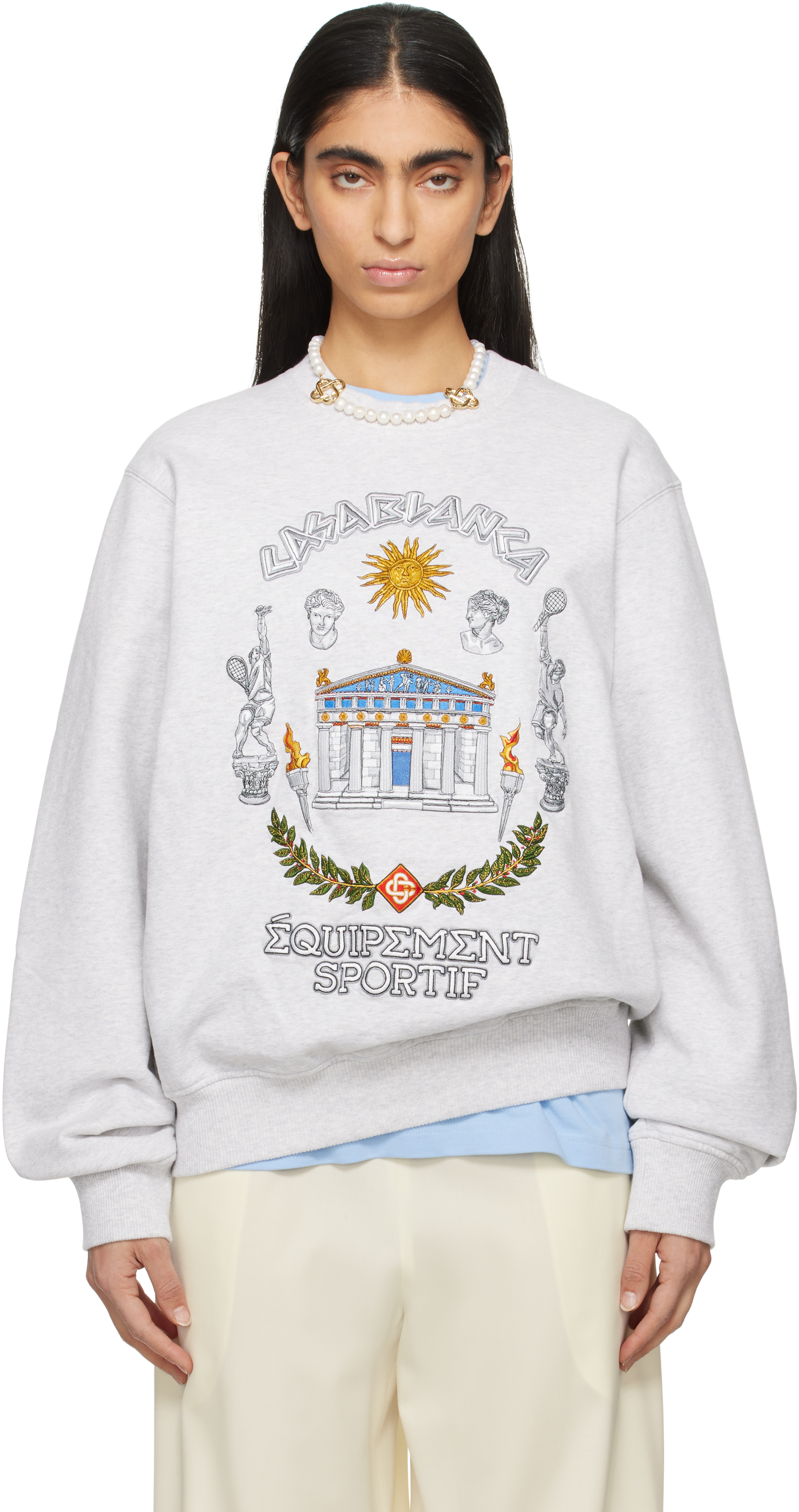 スウェット・トレーナー CASABLANCA 'Le Temple Du Sport' sweatshirt Gray Gray 'Le Temple Du Sport' Sweatshirt by Casablanca on Sale