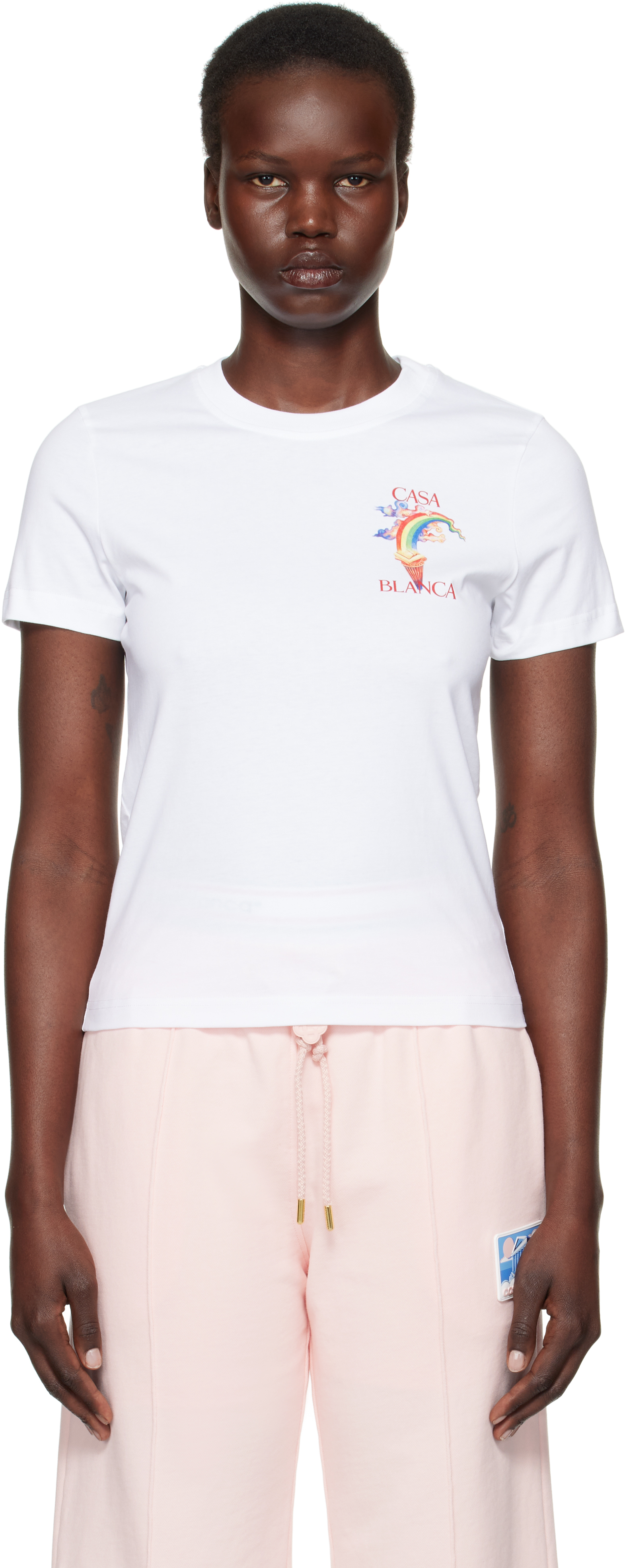 大人気♪【Casablanca】ネイチャーズティーチャー Tシャツ Casablanca: ホワイト Nature Teacher Tシャツ | SSENSE 日本