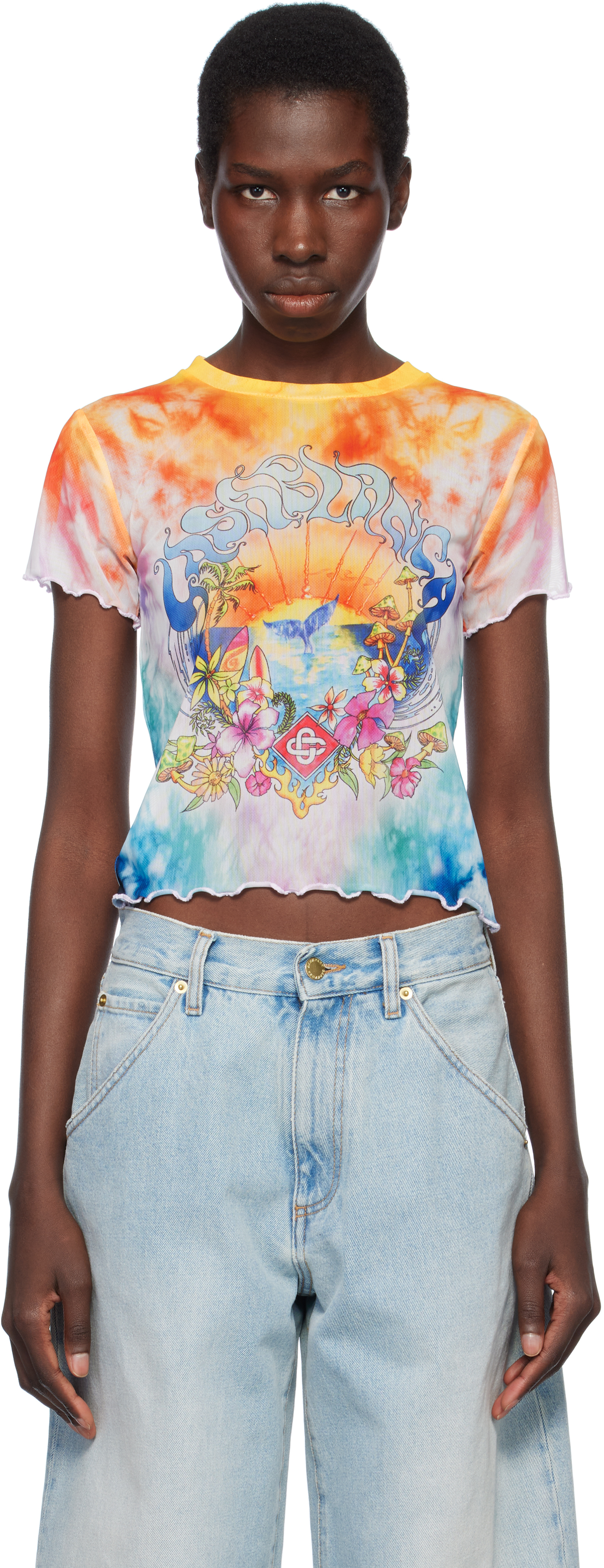 Multicolor Surf Trip Tie Dye Mesh T-shirt