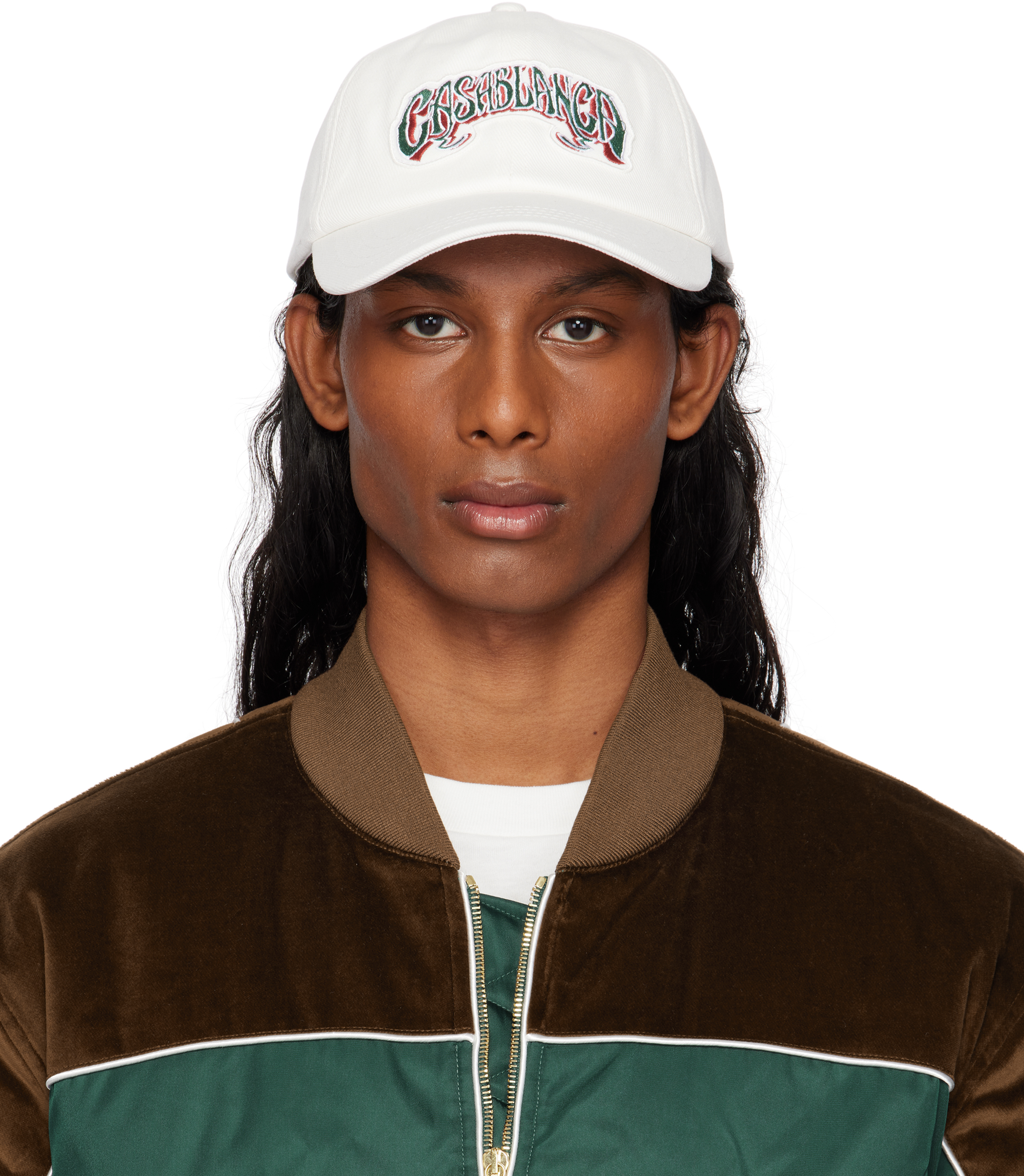 Casablanca White Gothic Logo Patch Cap In Logo