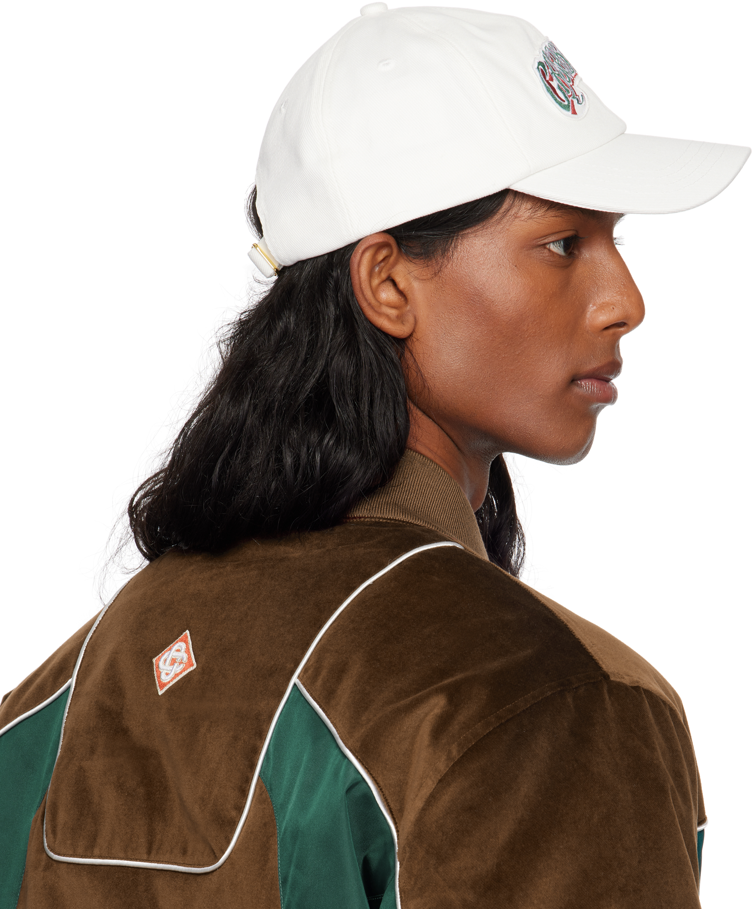 Casablanca White Gothic Logo Patch Cap In Logo
