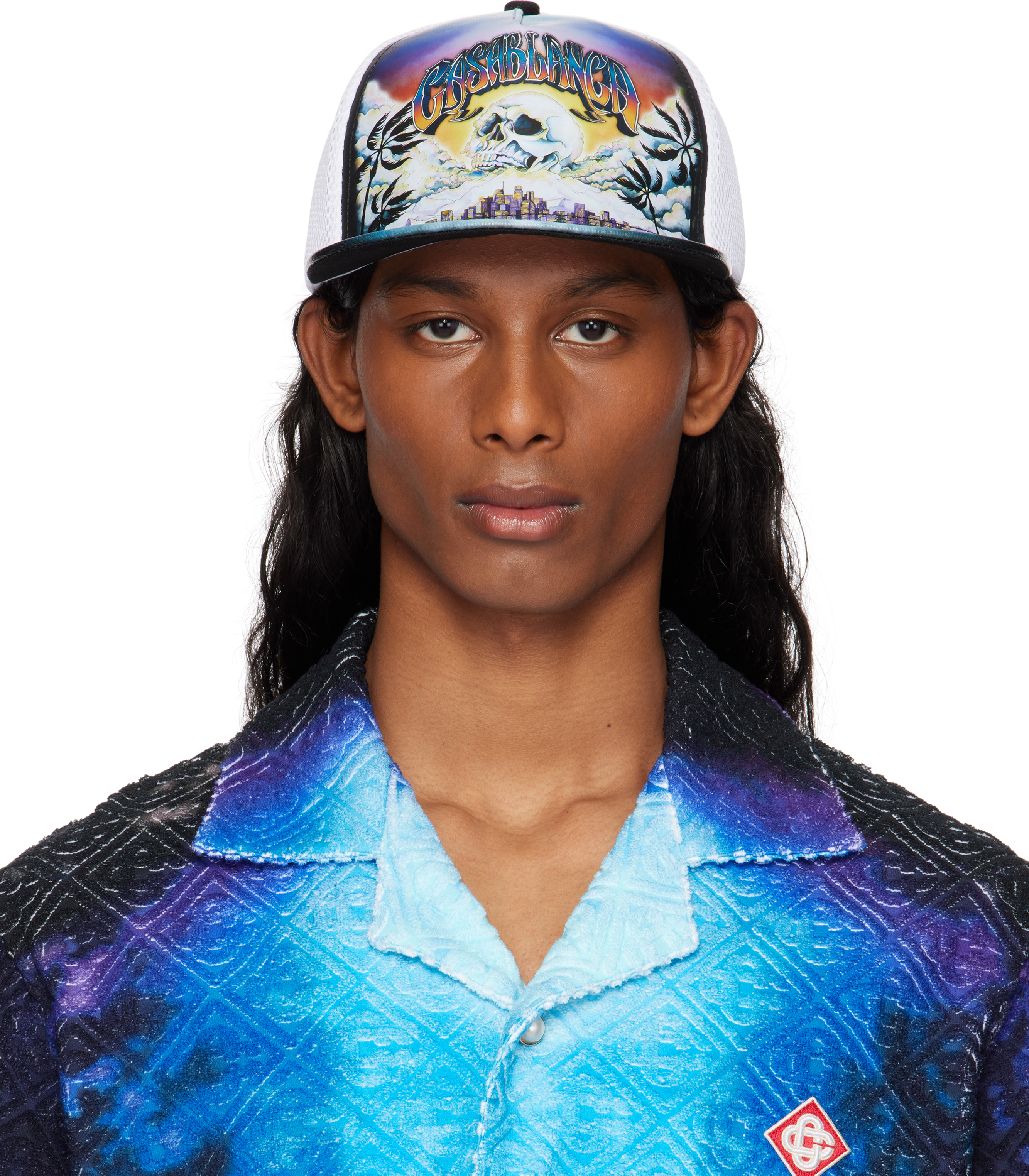 Casablanca Black & White 'la Prémonition' Printed Trucker Cap In La Premonition