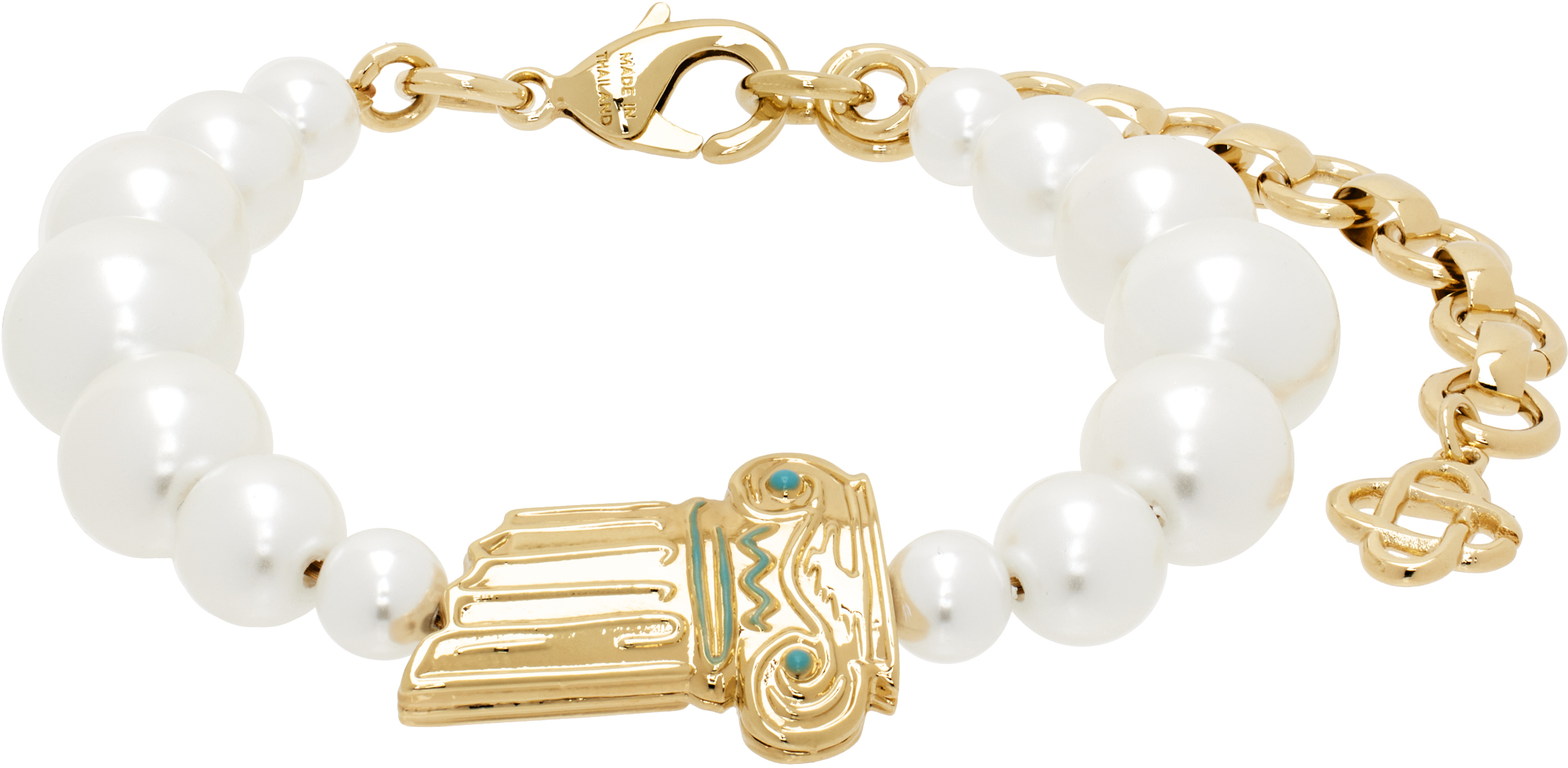 Gold & White Gradient Faux-Pearl Column Bracelet