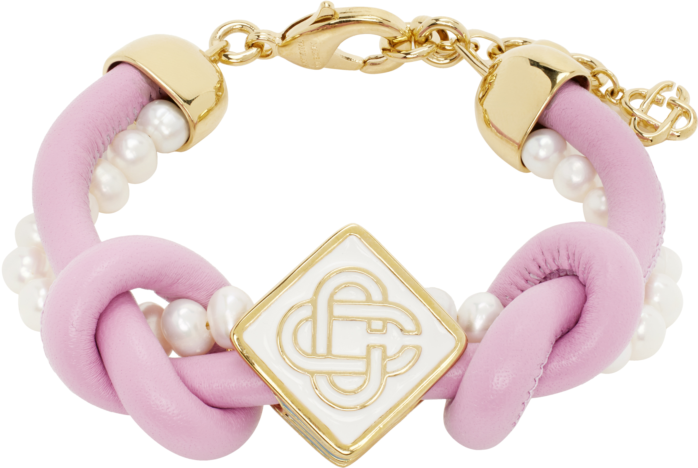 Pink & White Knotted Pearl Bracelet