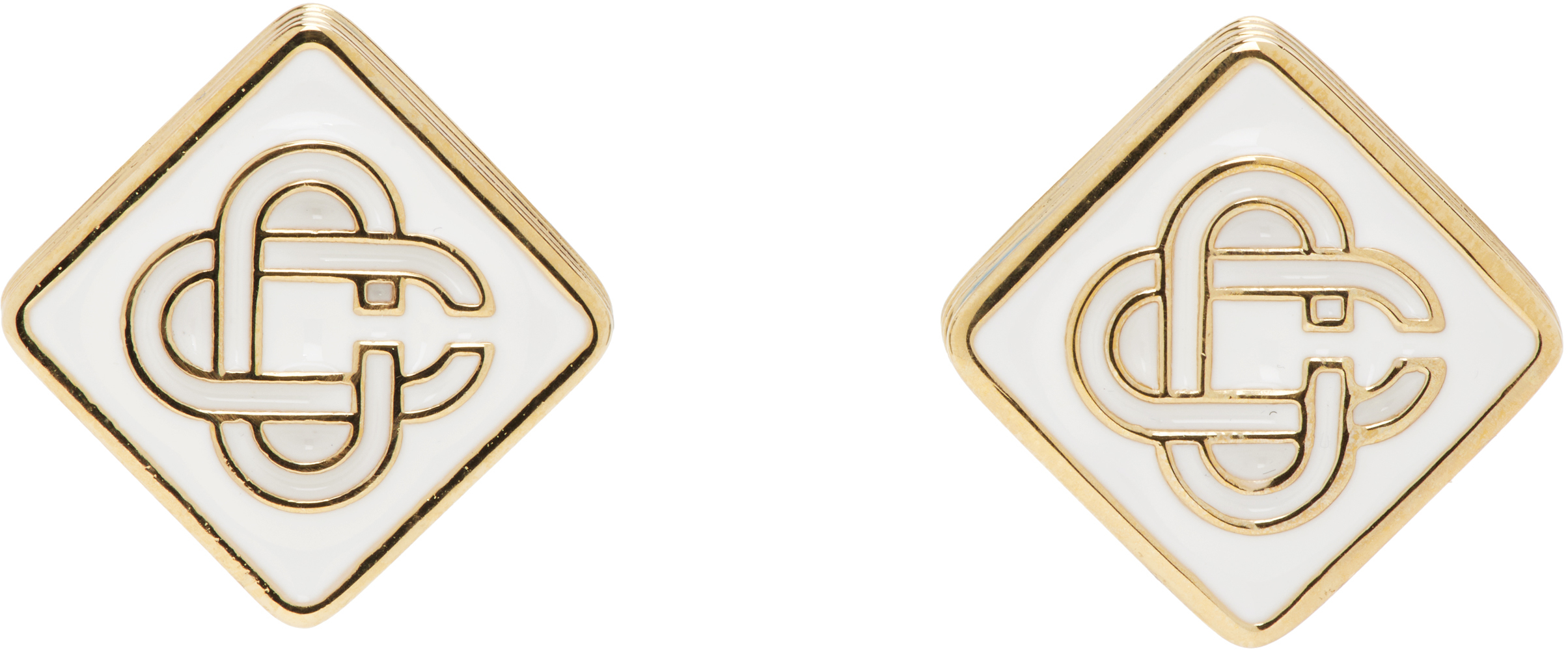 Gold Monogram Logo Stud Earrings
