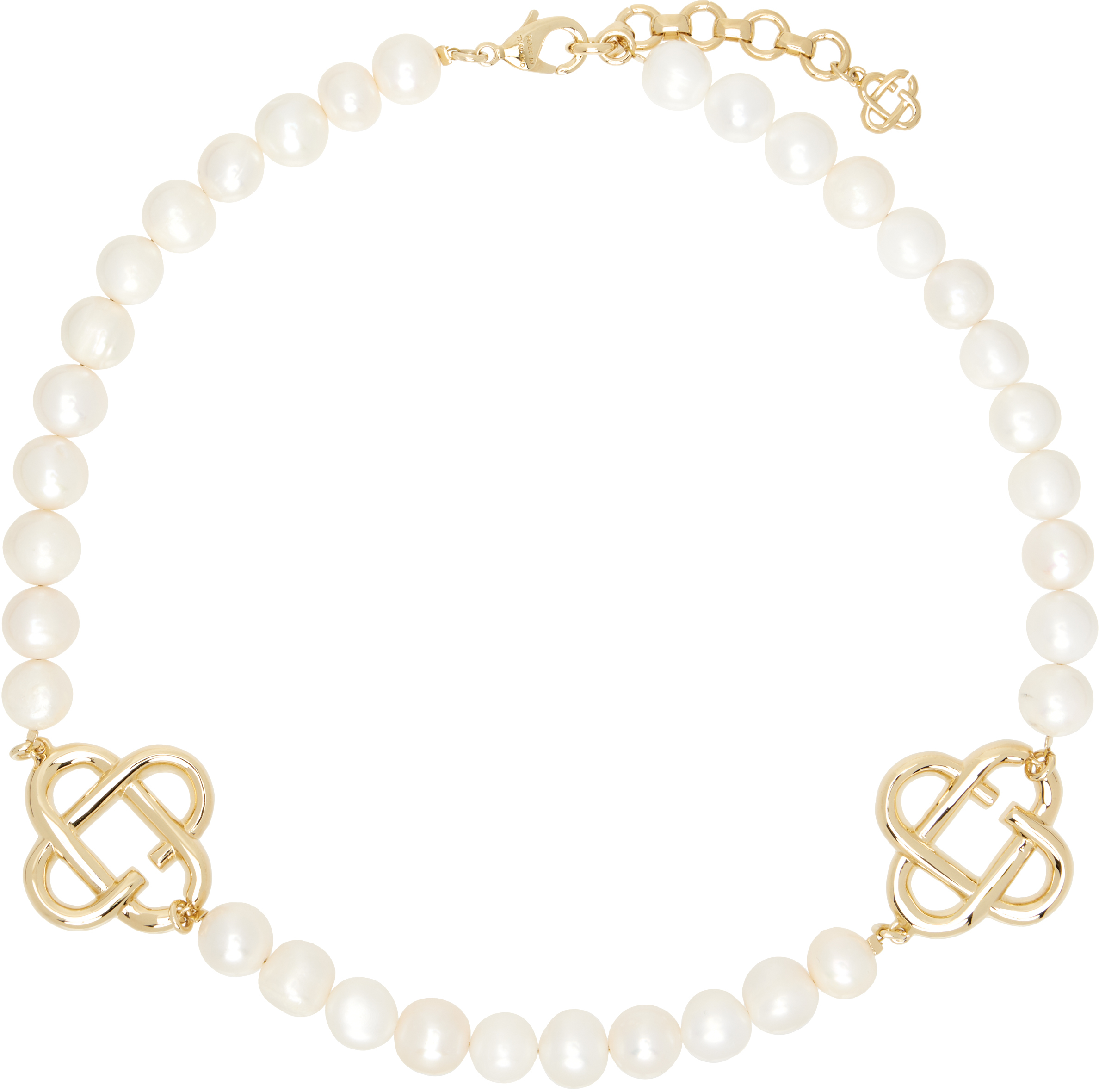 White Medium Pearl Logo Necklace