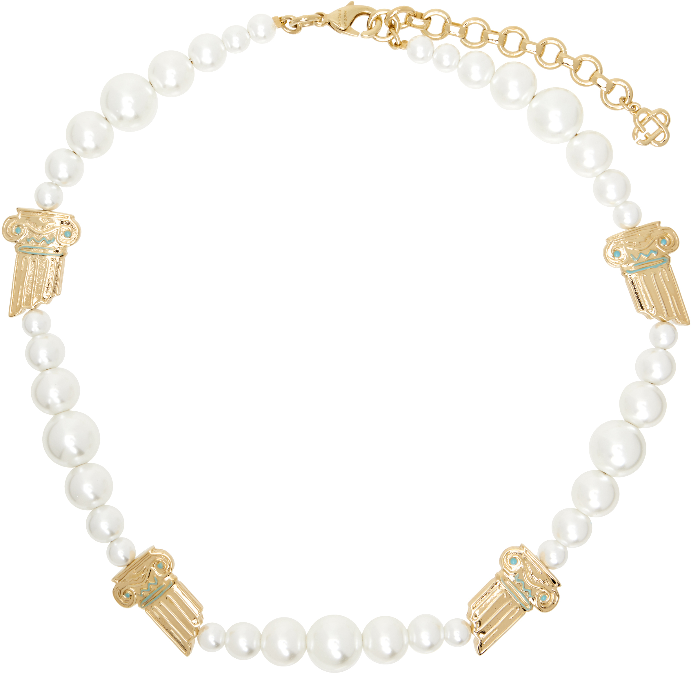 Gold & White Gradient Faux-Pearl Column Necklace