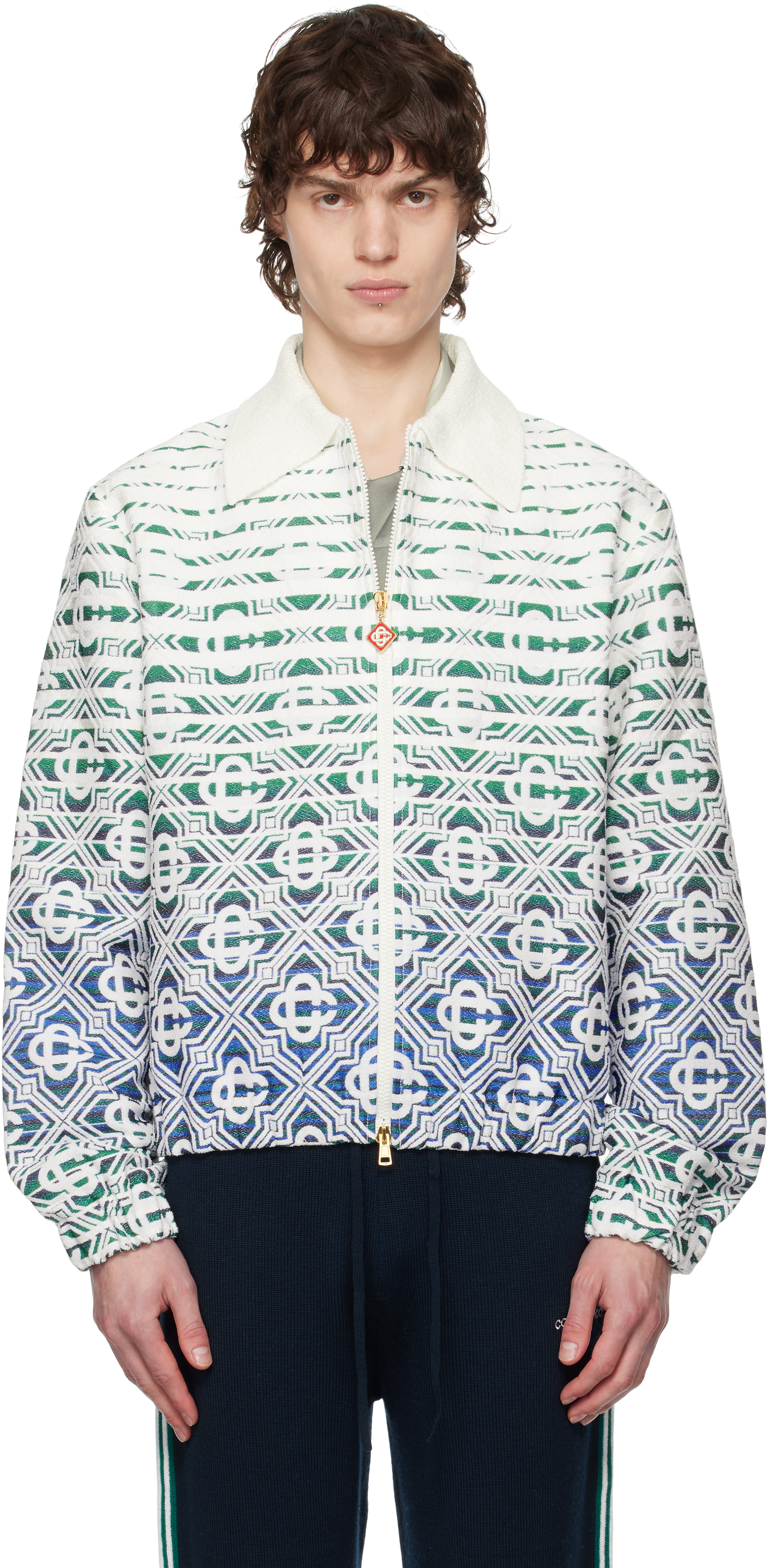 White Monogram Gradient Towelling Jacket