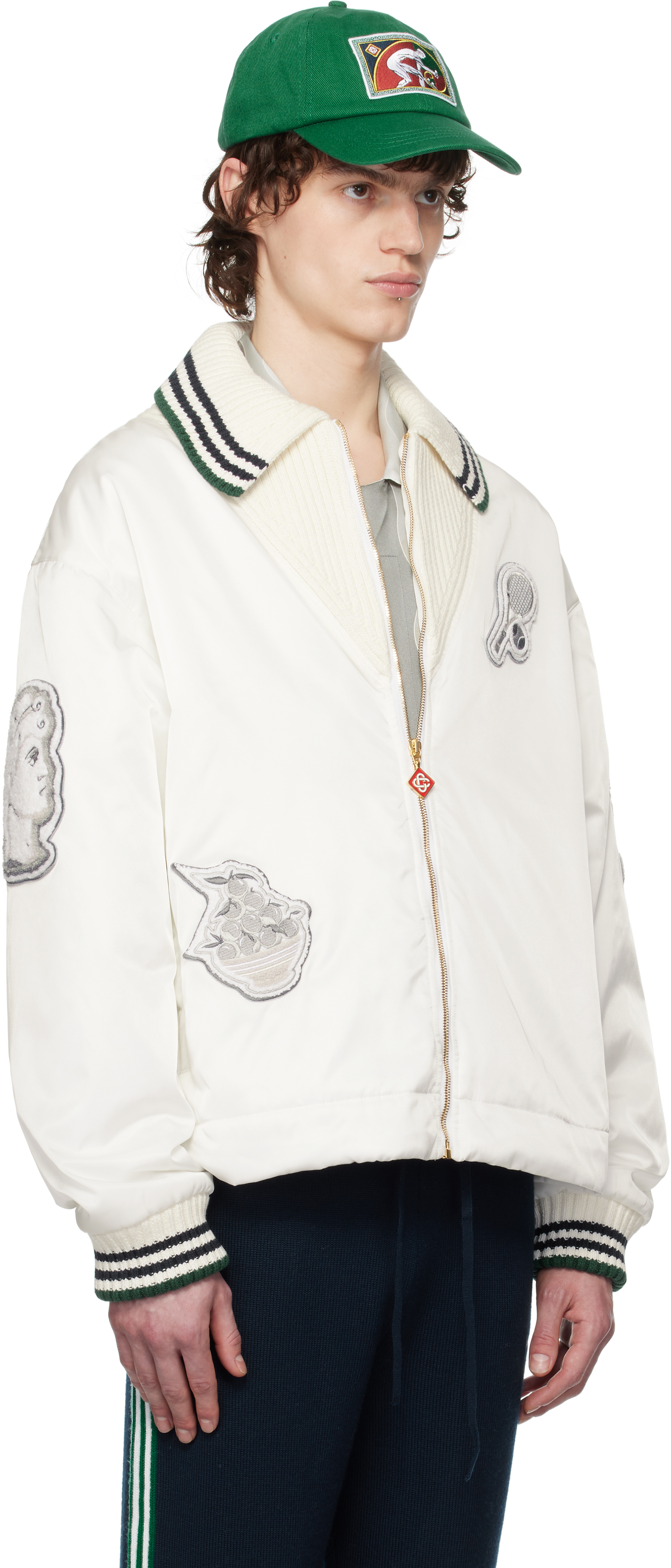 Casablanca Lapel Long Sleeve Casual Jacket In Off-white