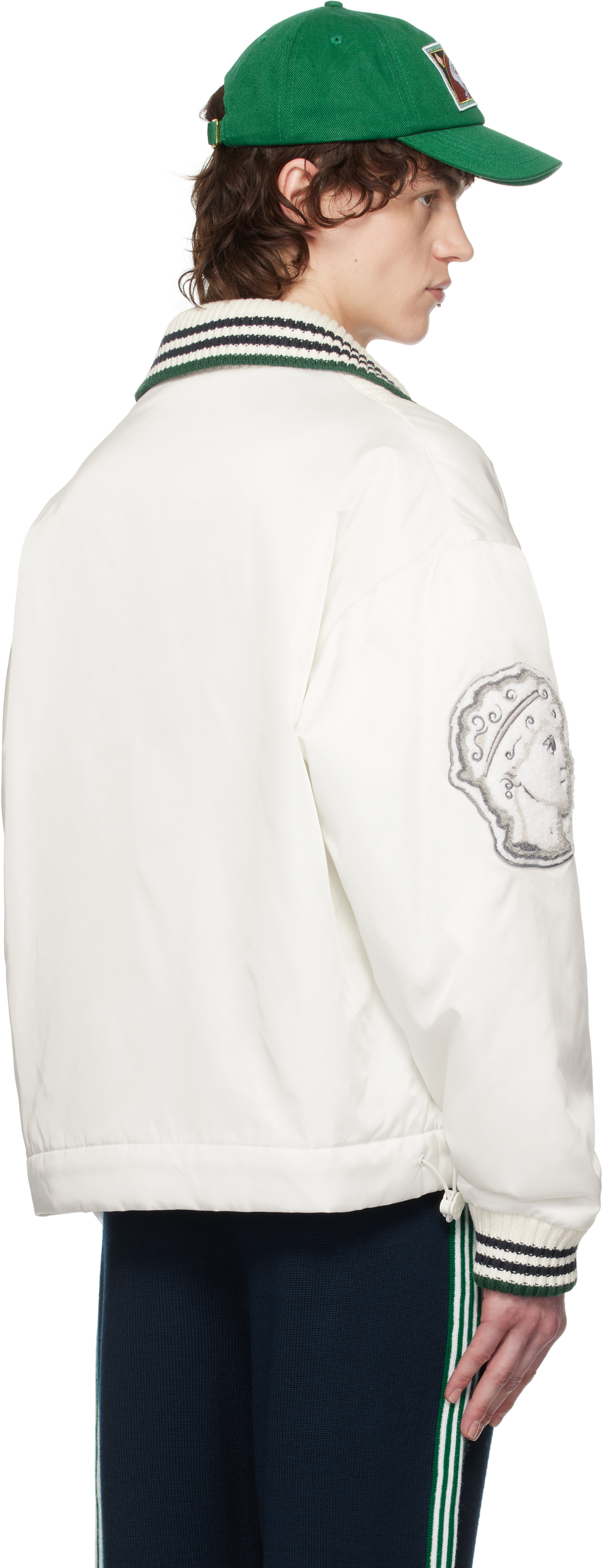 Casablanca Lapel Long Sleeve Casual Jacket In Off-white
