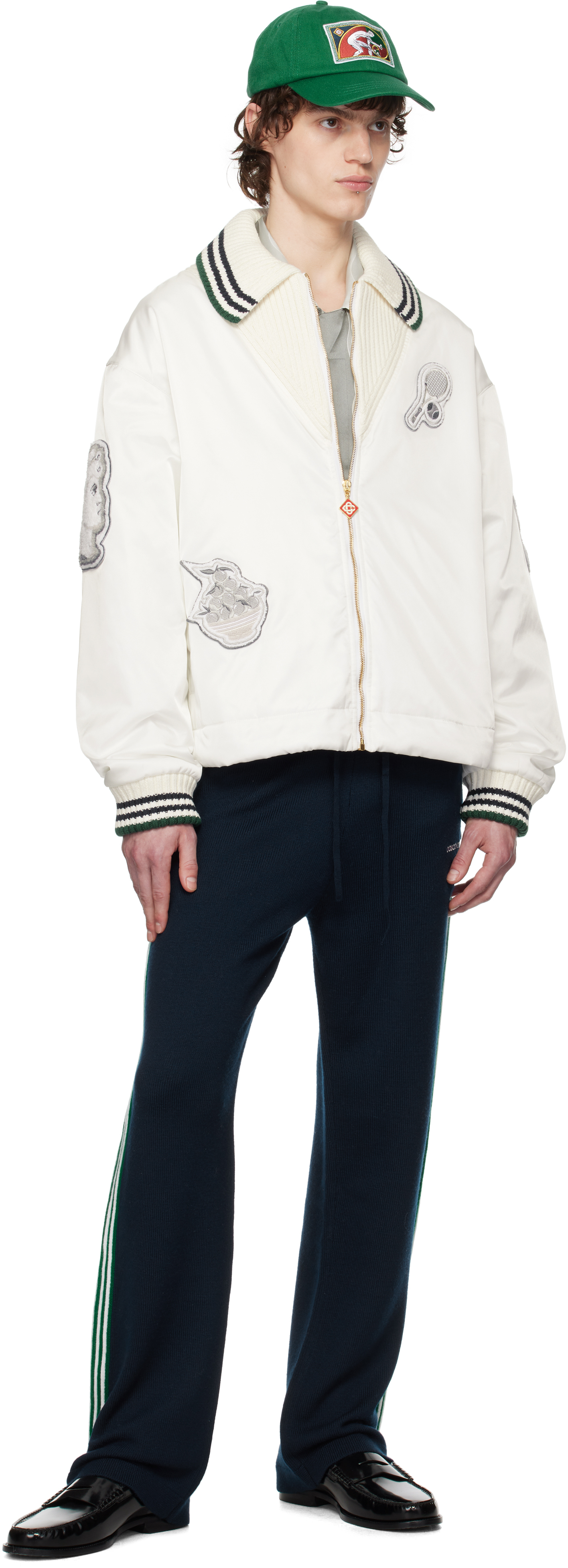 Casablanca Lapel Long Sleeve Casual Jacket In Off-white