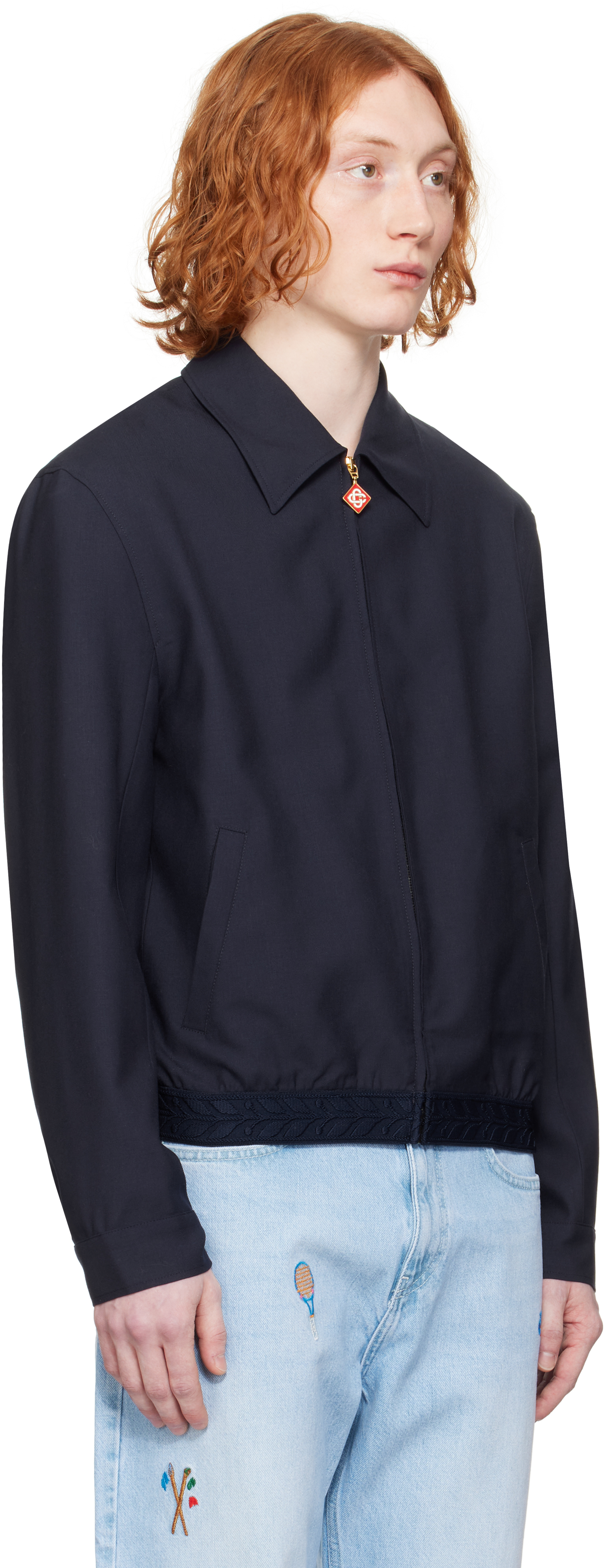 Casablanca Navy Wool Sports Tailoring Jacket In Navy
