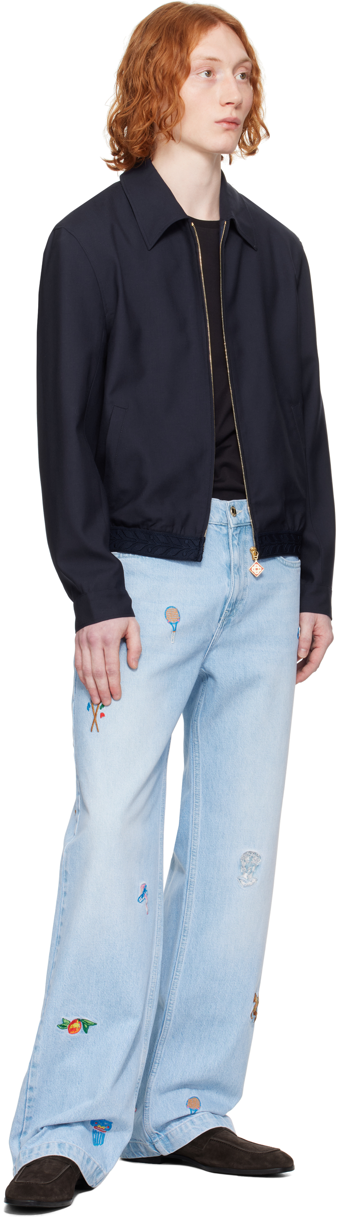 Casablanca Navy Wool Sports Tailoring Jacket In Navy