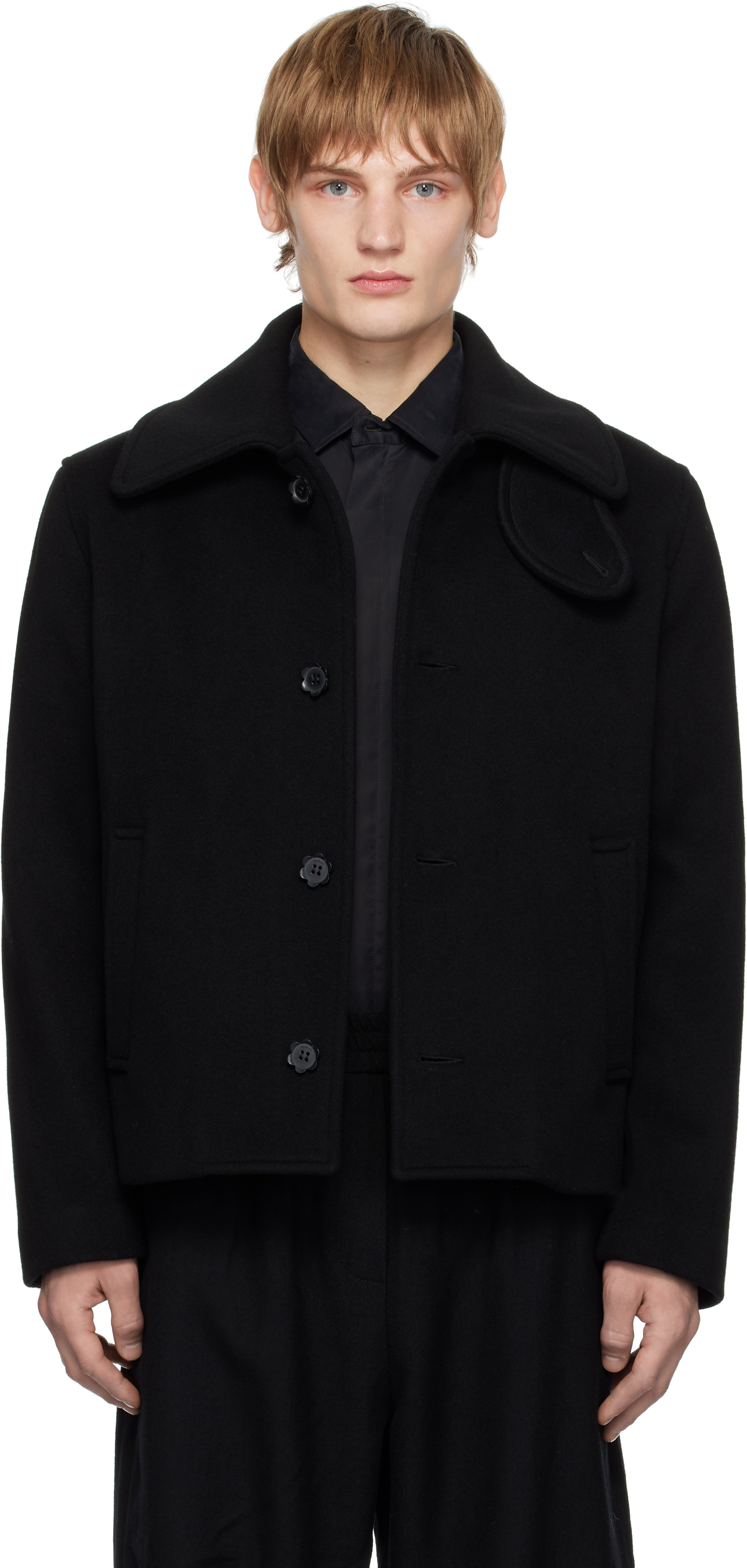 Black Wool Caban Jacket