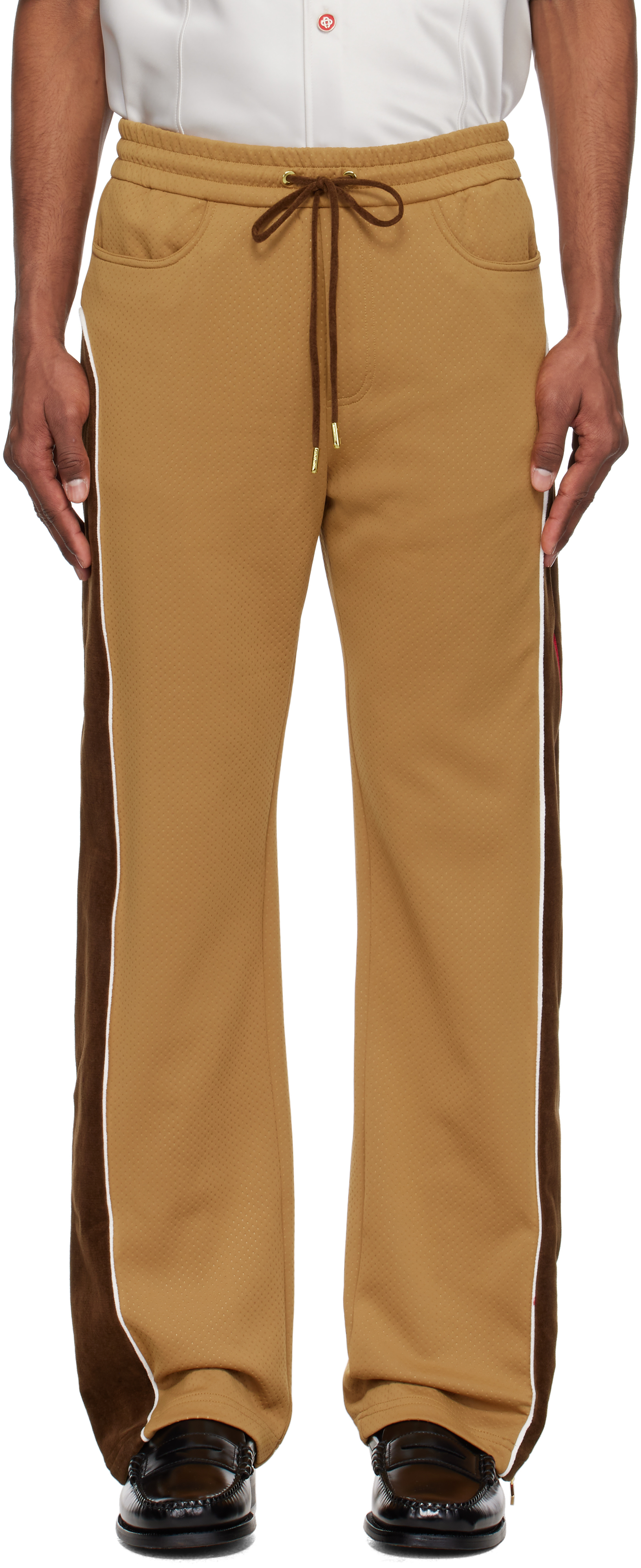 Casablanca Chenille Track Pants In Beige / Brown