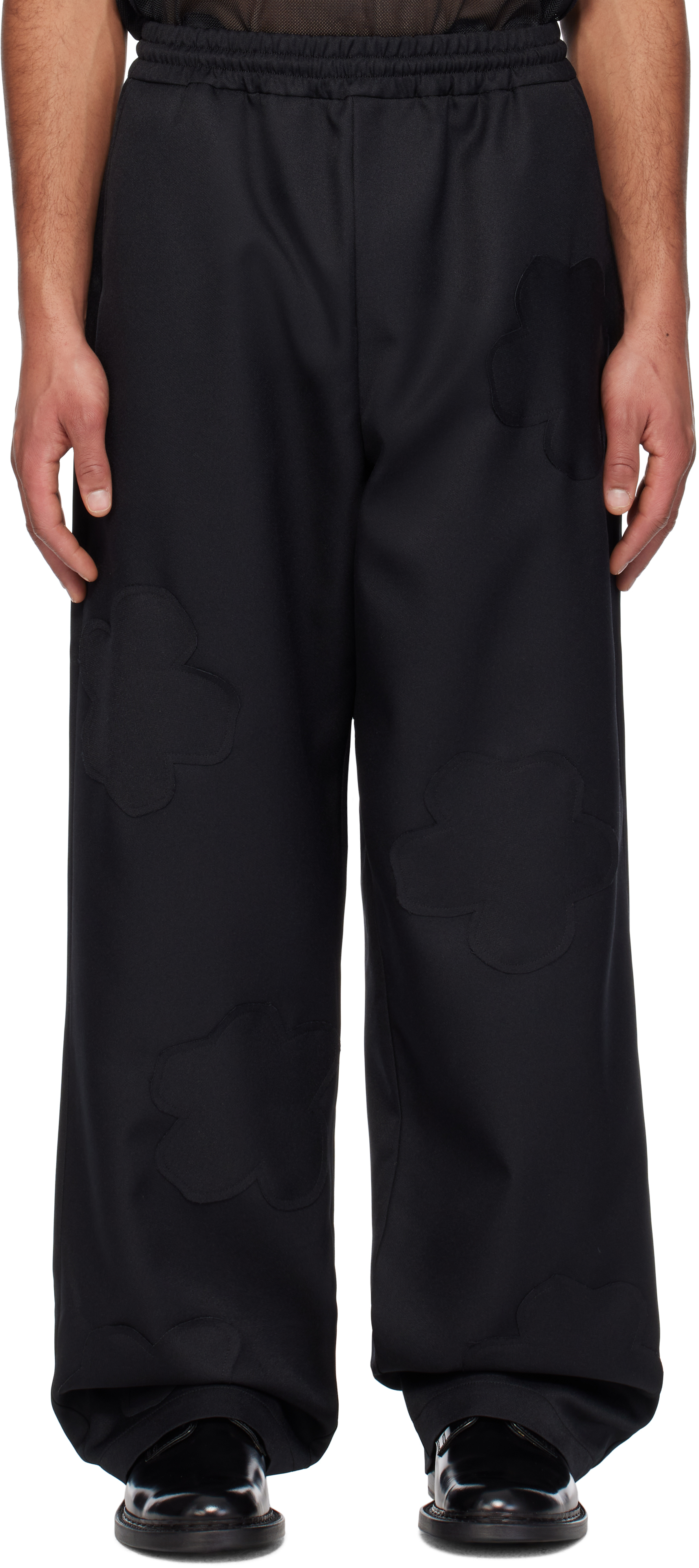 Black Flower Patch Oversize Trousers