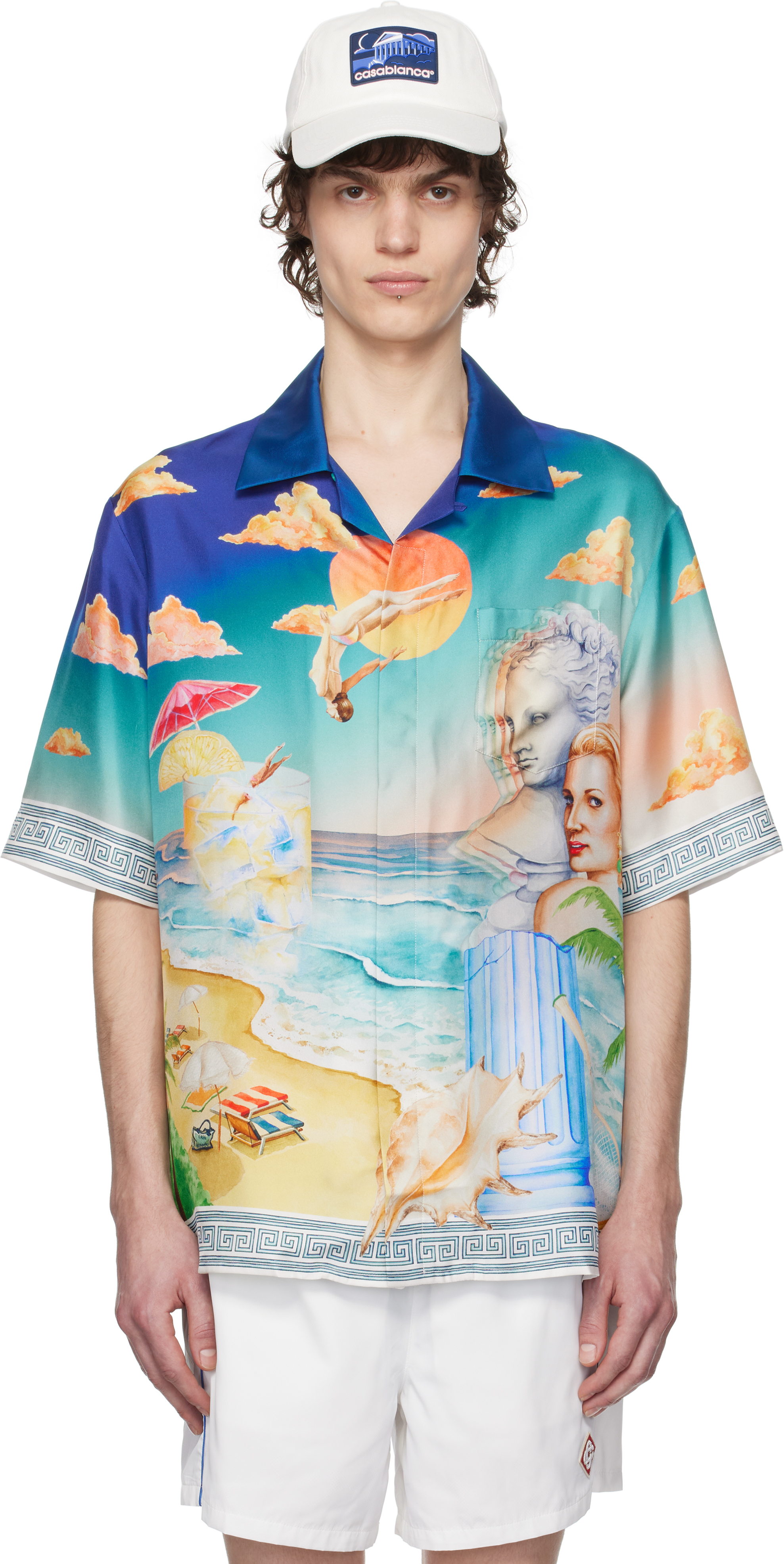 【CASABLANCA-カサブランカ-】LE PLONGEON 半袖シルクシャツ Le Plongeon Short Sleeve Silk Shirt | Casablanca Paris