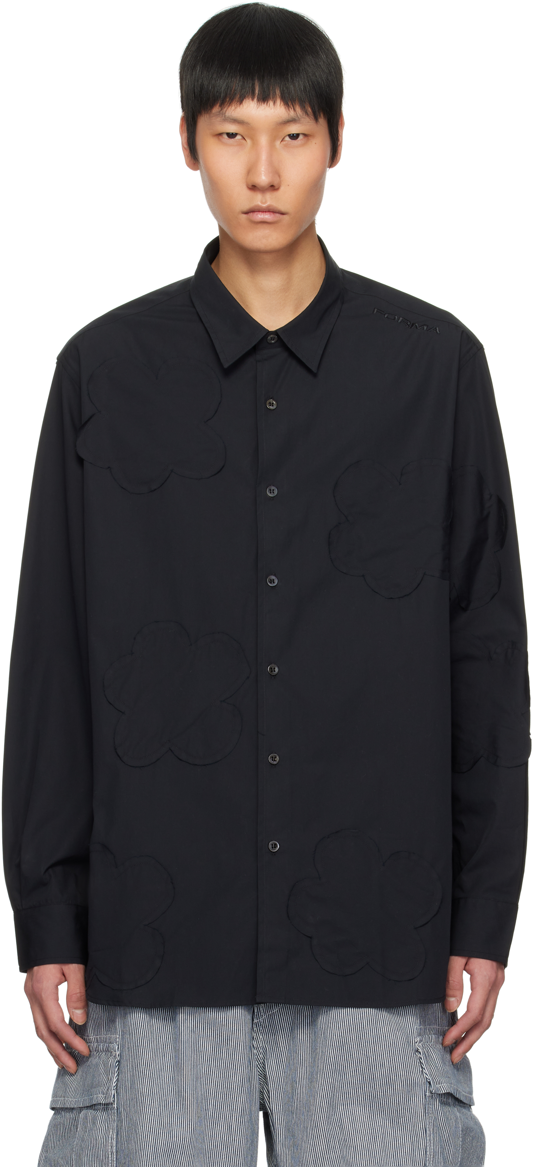 Black Flower Patches Shirt