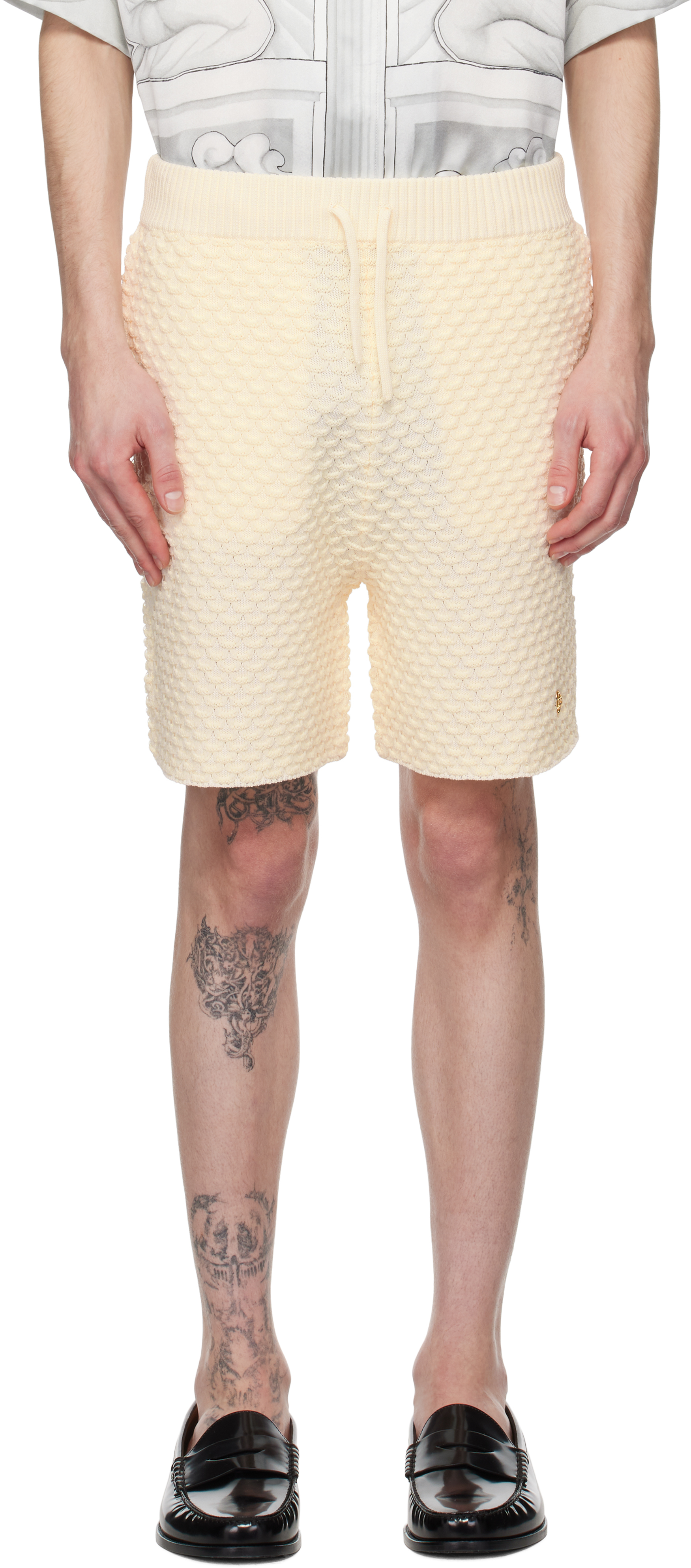 Off-White Textured Knitted Shorts