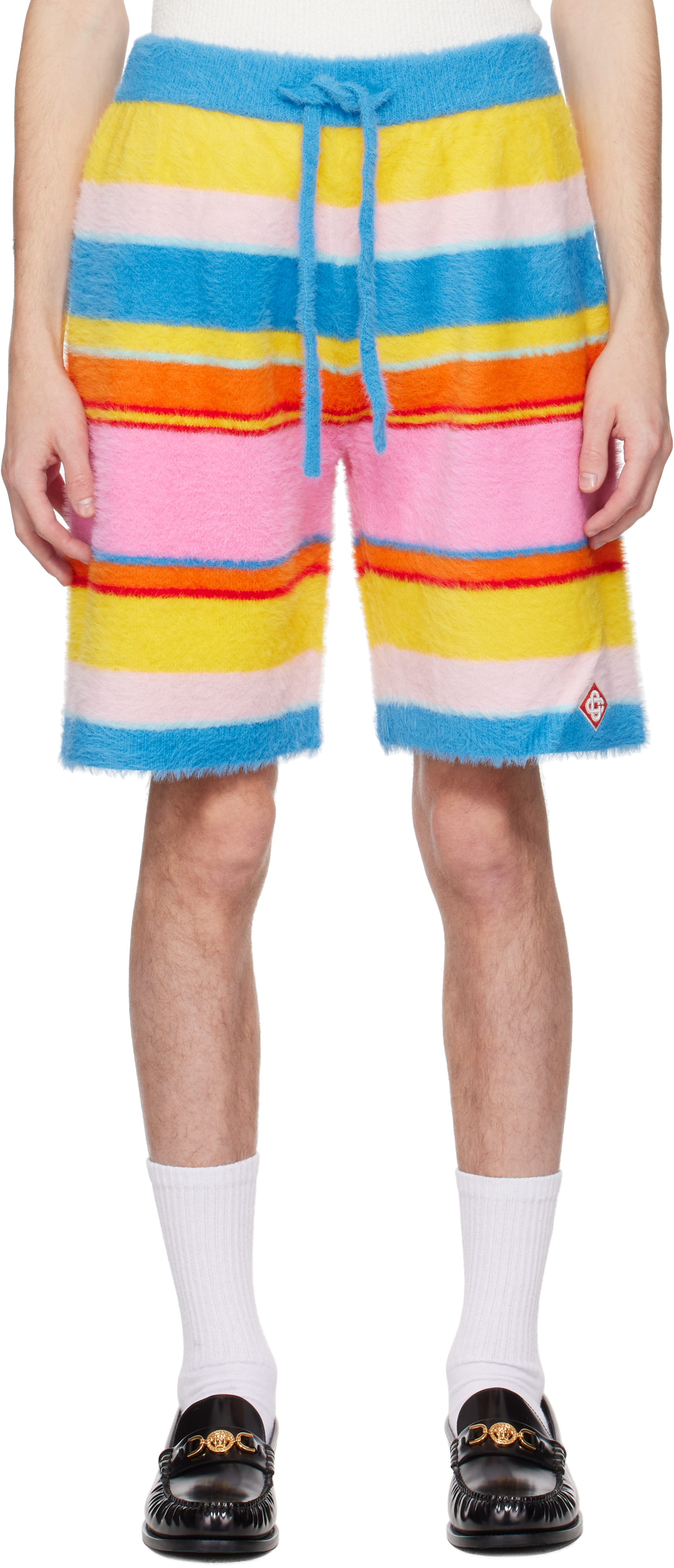 Multicolor Fluffy Stripe Oversized Shorts