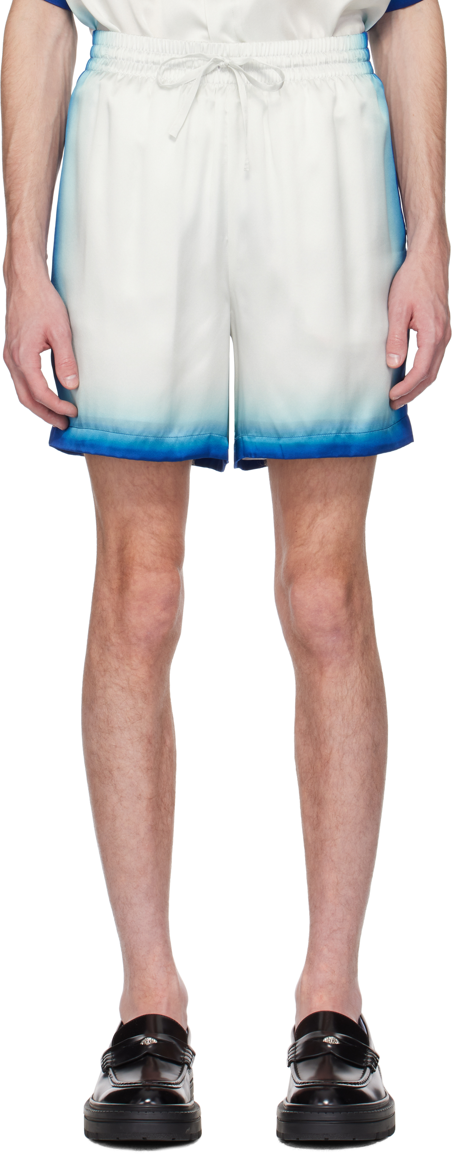 White & Blue 'Casa Way' Skate Silk Shorts