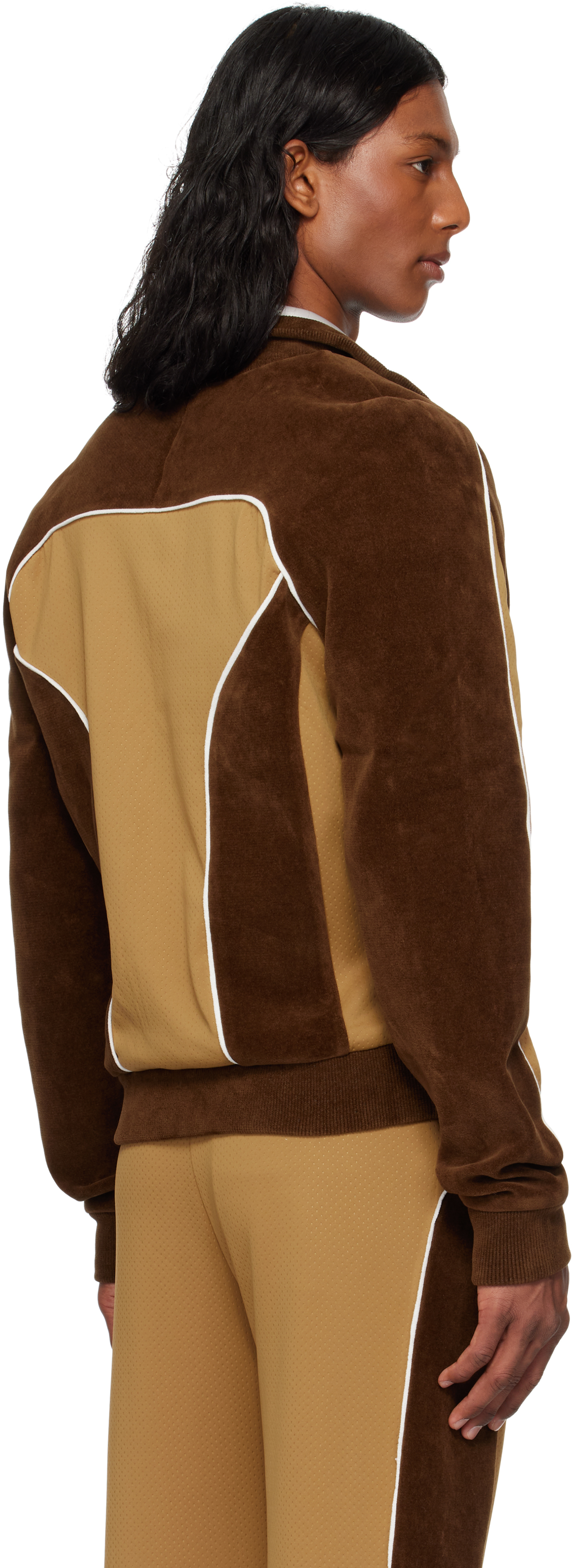 Casablanca Lapel Long Sleeve Casual Jacket In Beige / Brown
