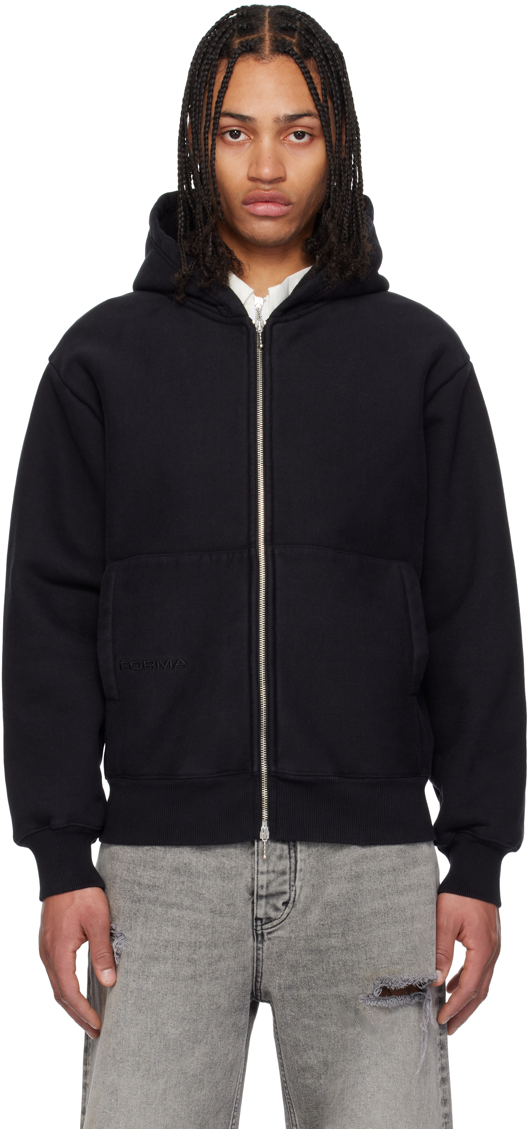 Forma Black Zip-up Hoodie In 010 Black