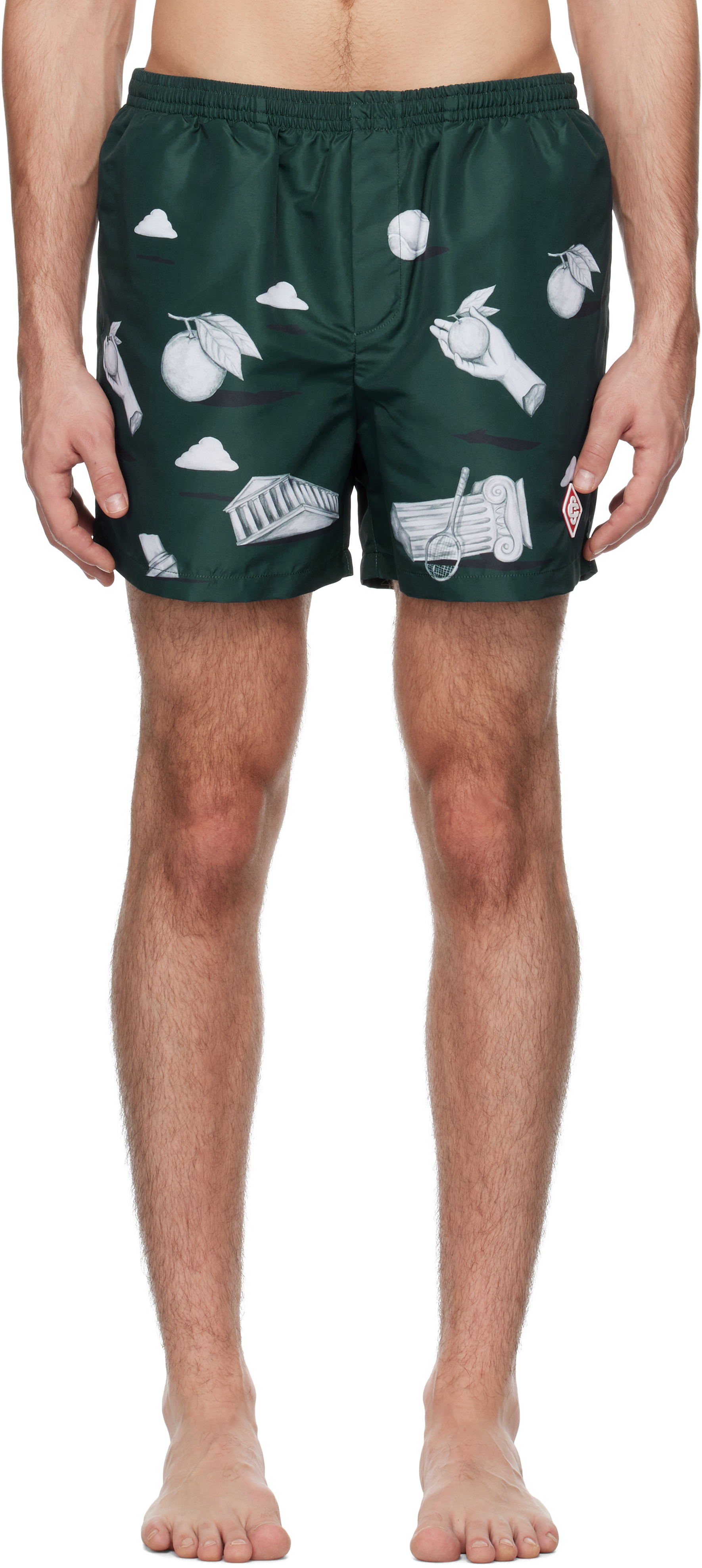 Green Printed Swim Shorts