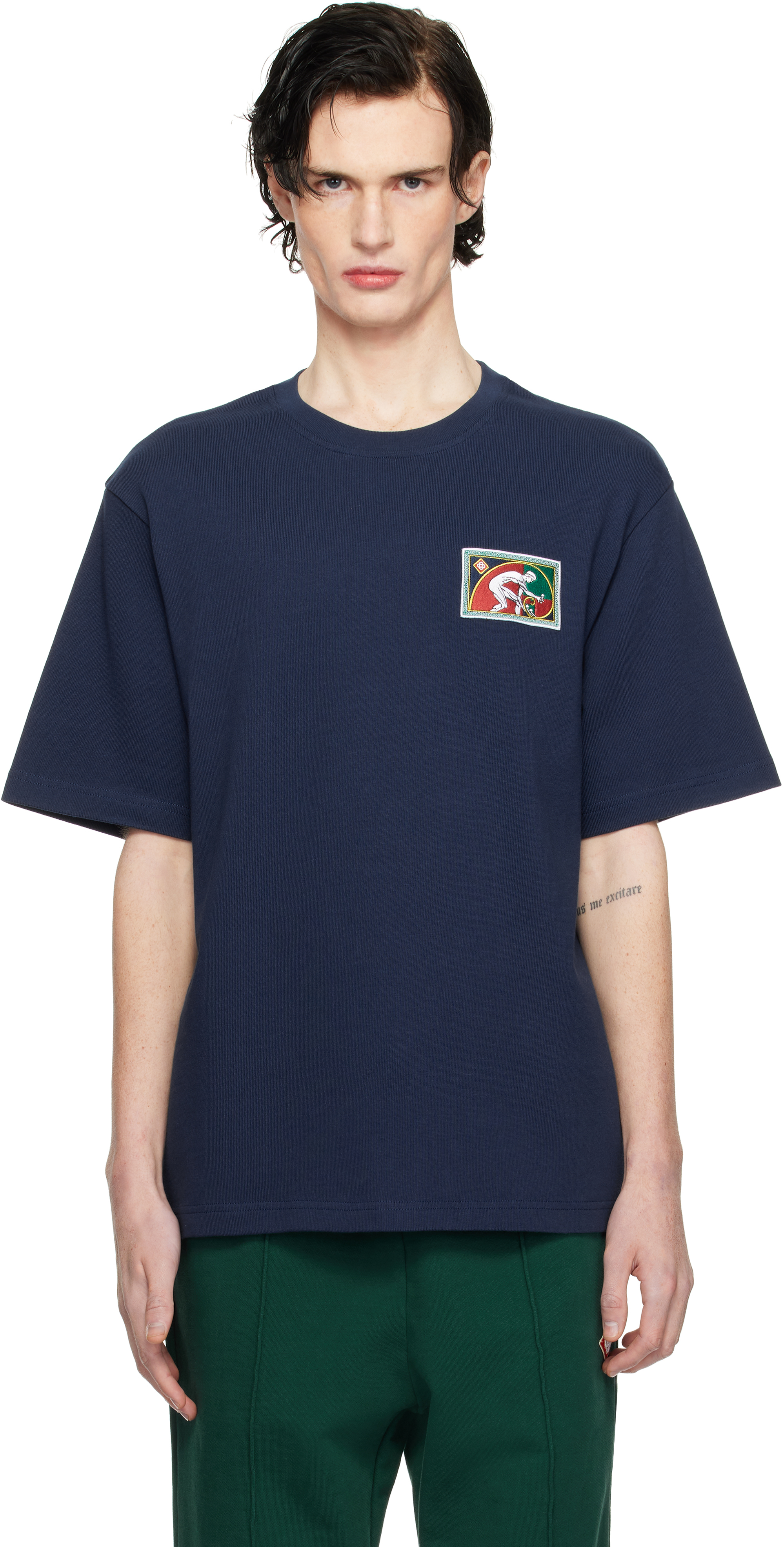 【関税込み】Casablanca ネイビー Fibonacci パッチ Tシャツ Navy Fibonacci Patch T-shirt by Casablanca on Sale