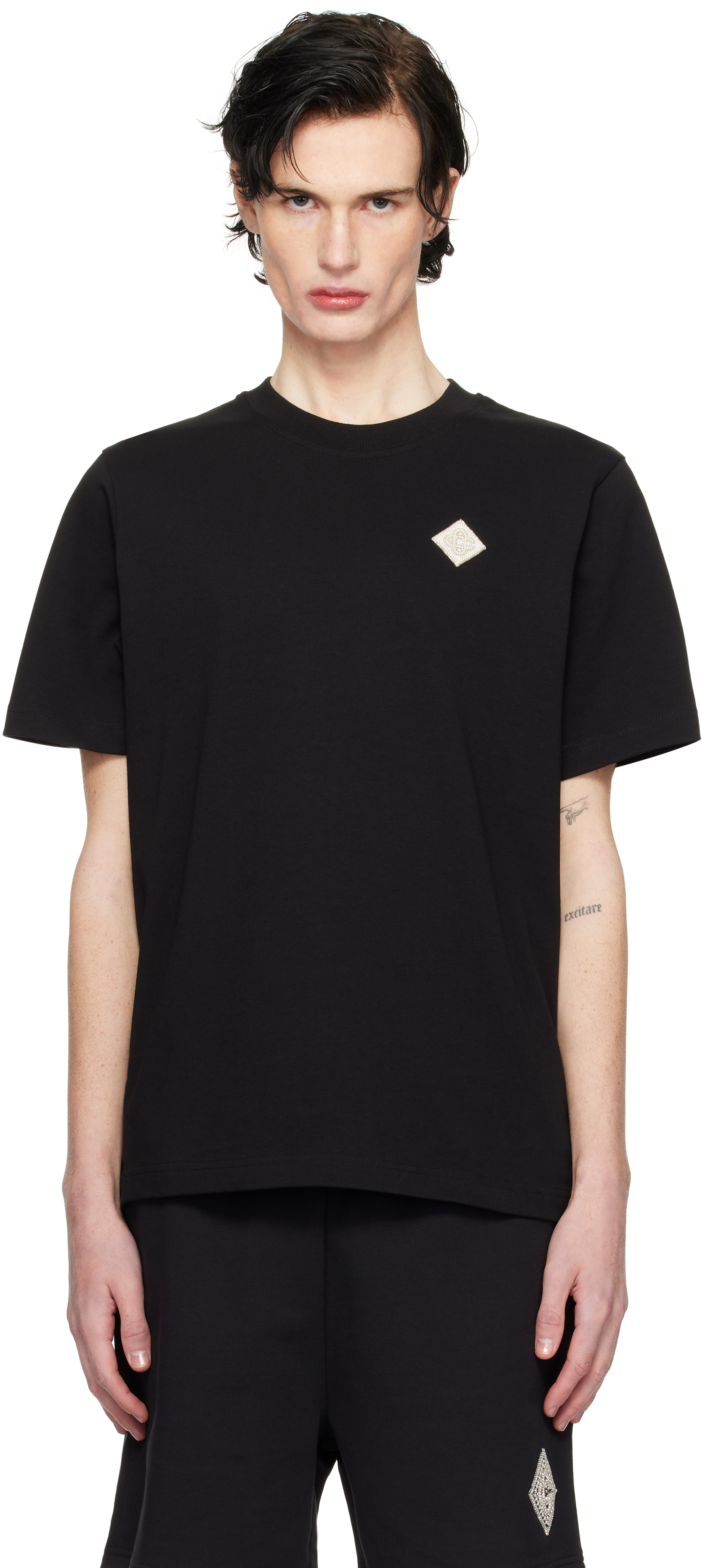関税送料込み■Casablanca■Pearl Diamond CC Tシャツ Black Pearl Diamond Patch T-shirt by Casablanca on Sale