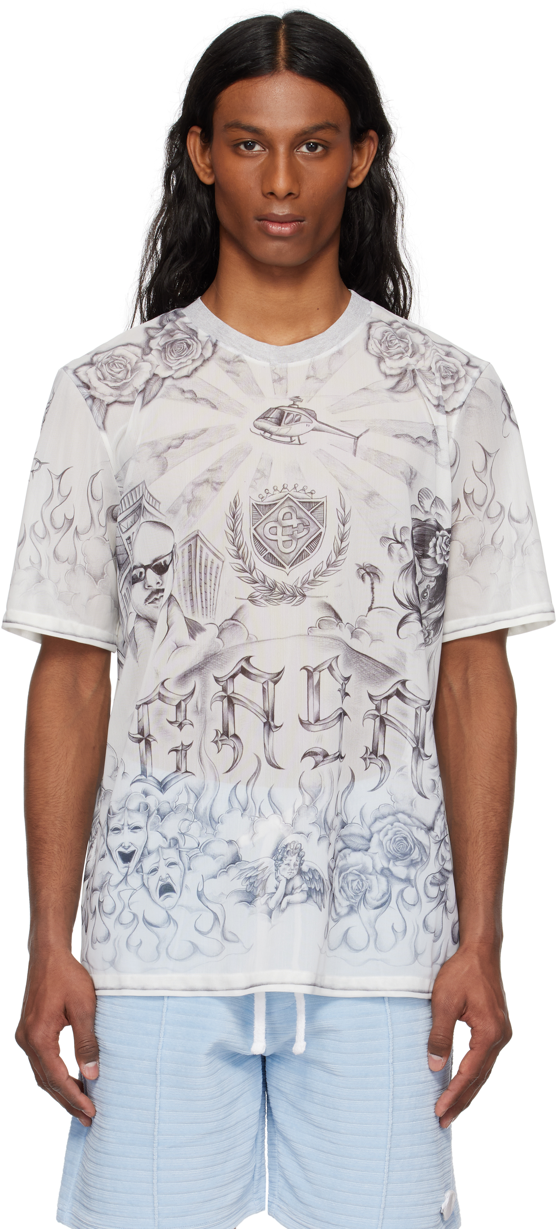 Gray Tattoo Mesh T-shirt