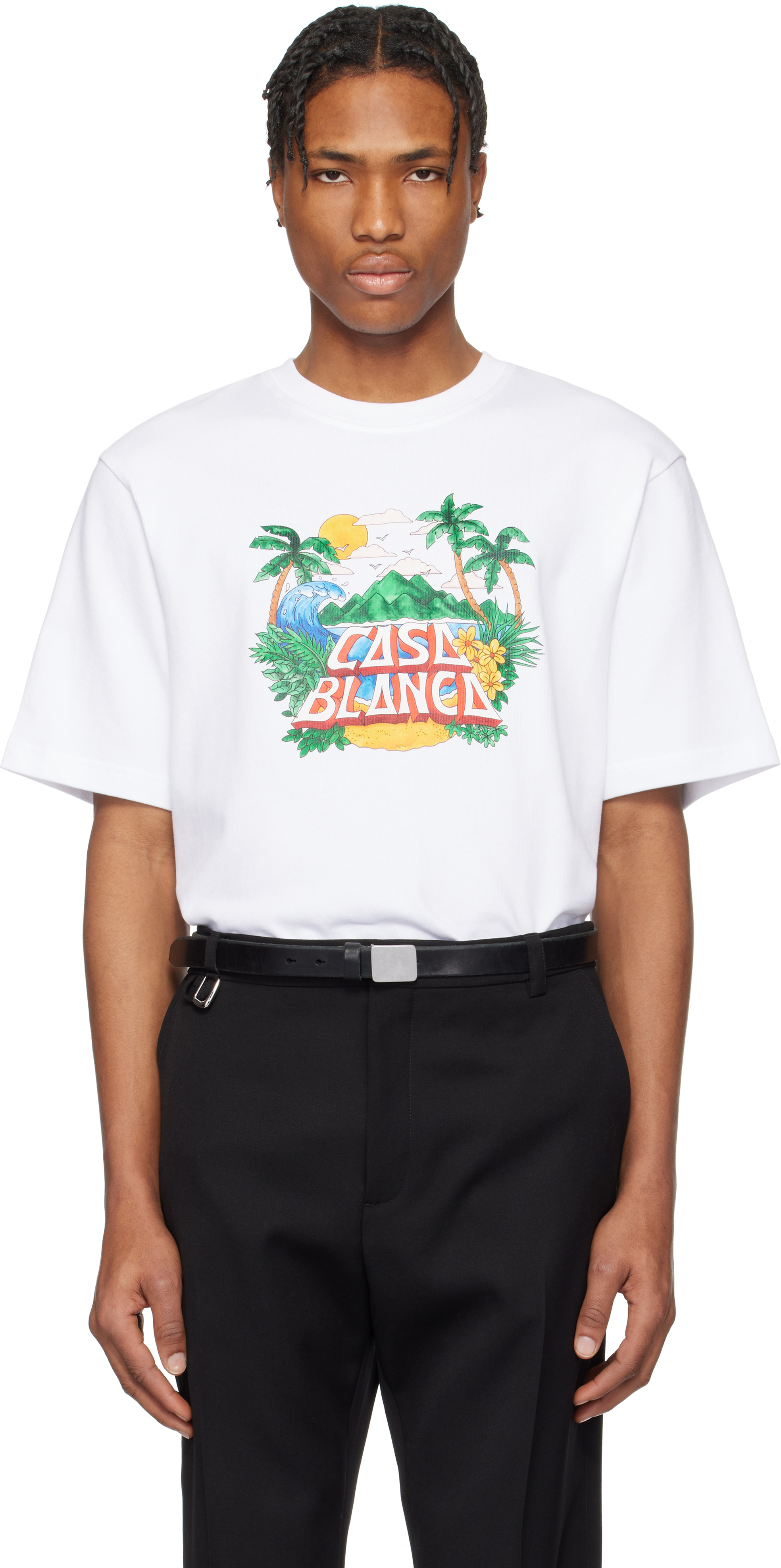 【関税込み】Casablanca ホワイト 'Casa' Beach Wave Tシャツ Casablanca Casa Beach Wave T-shirt | White | FARFETCH