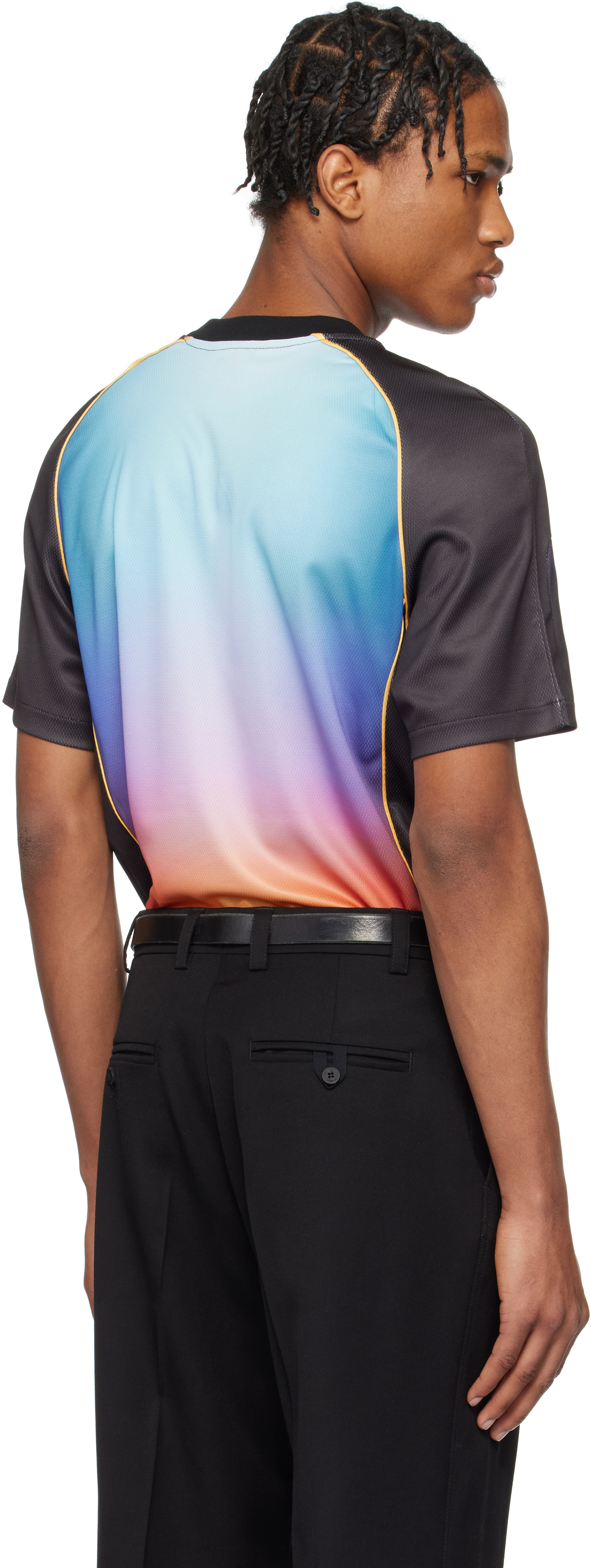 Casablanca Mesh Gradient Football T-shirt With Contrast Piping In Gradient