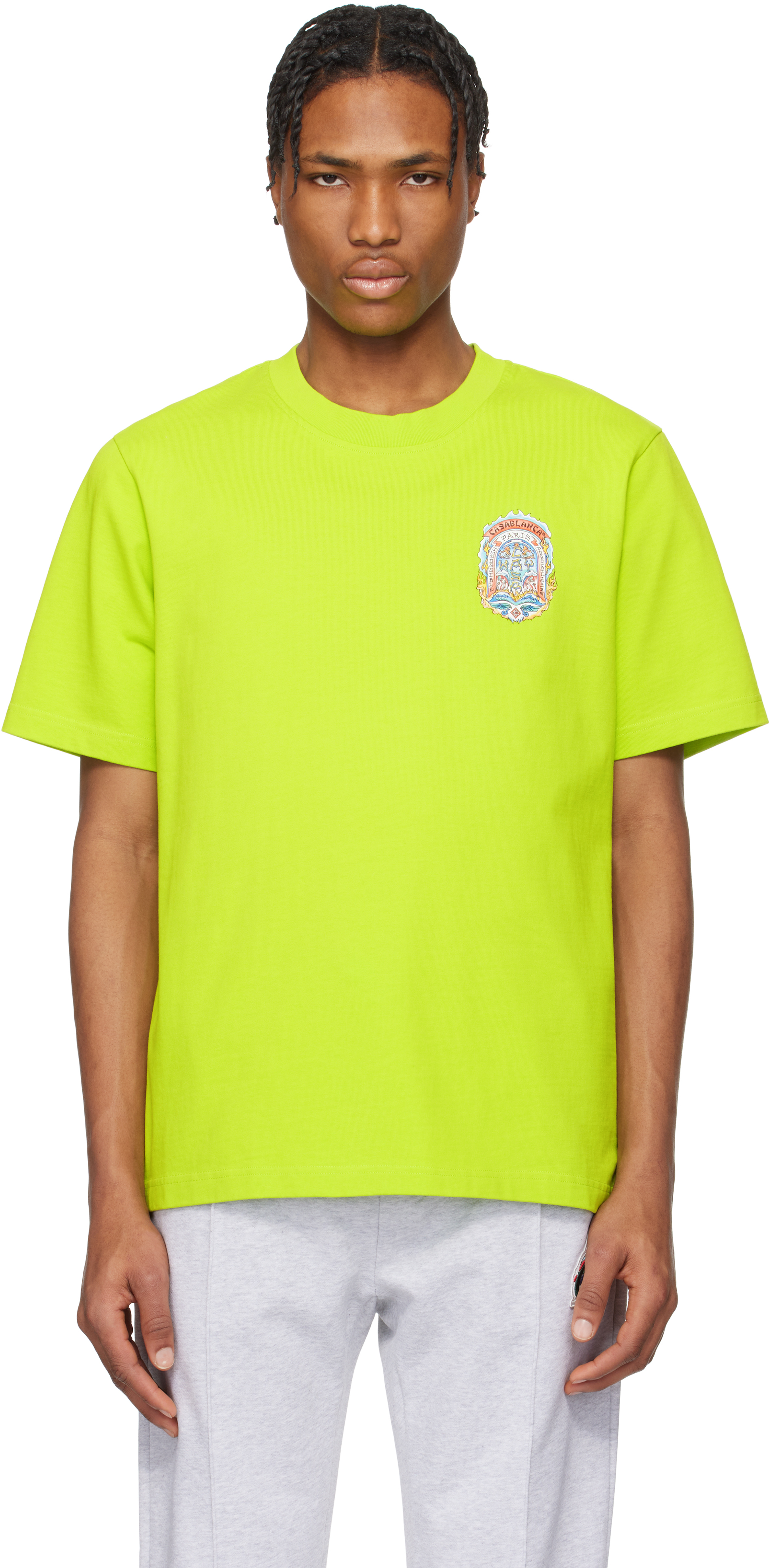 Shop Casablanca Green Casa Way Skate T-shirt
