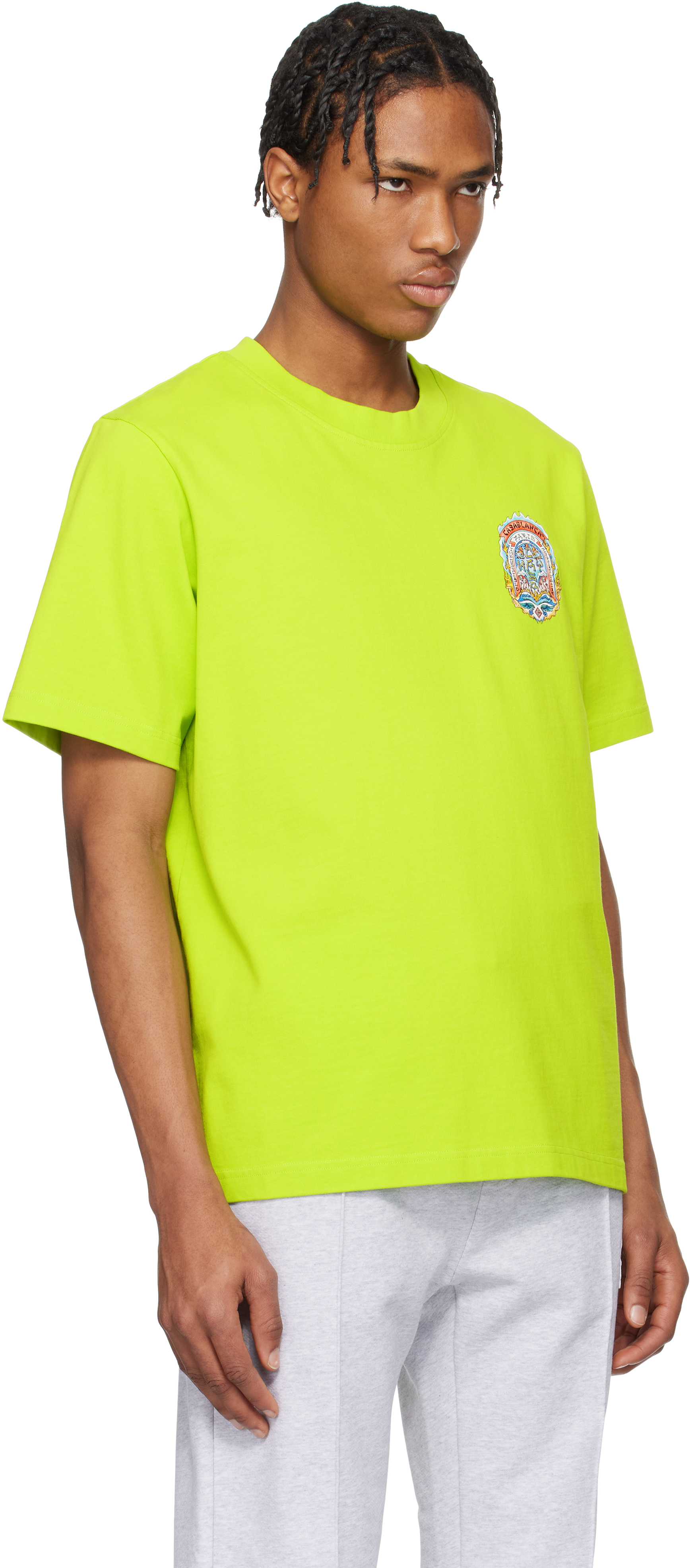 Shop Casablanca Green Casa Way Skate T-shirt
