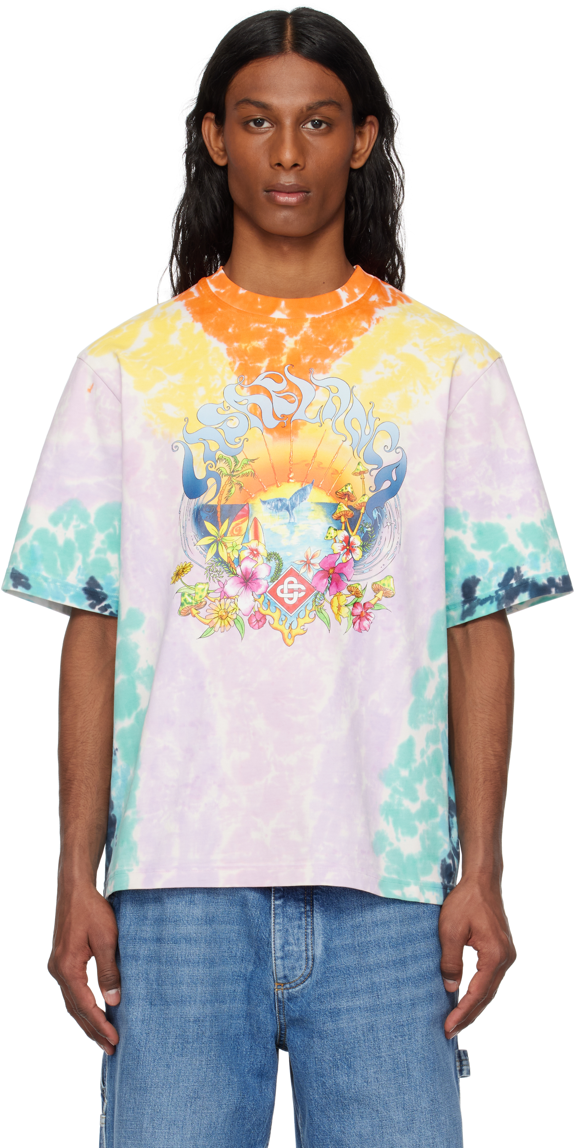 [CASABLANCA]サーフトリップ タイダイTシャツ Casablanca Surf Trip タイダイ Tシャツ | パープル | FARFETCH JP