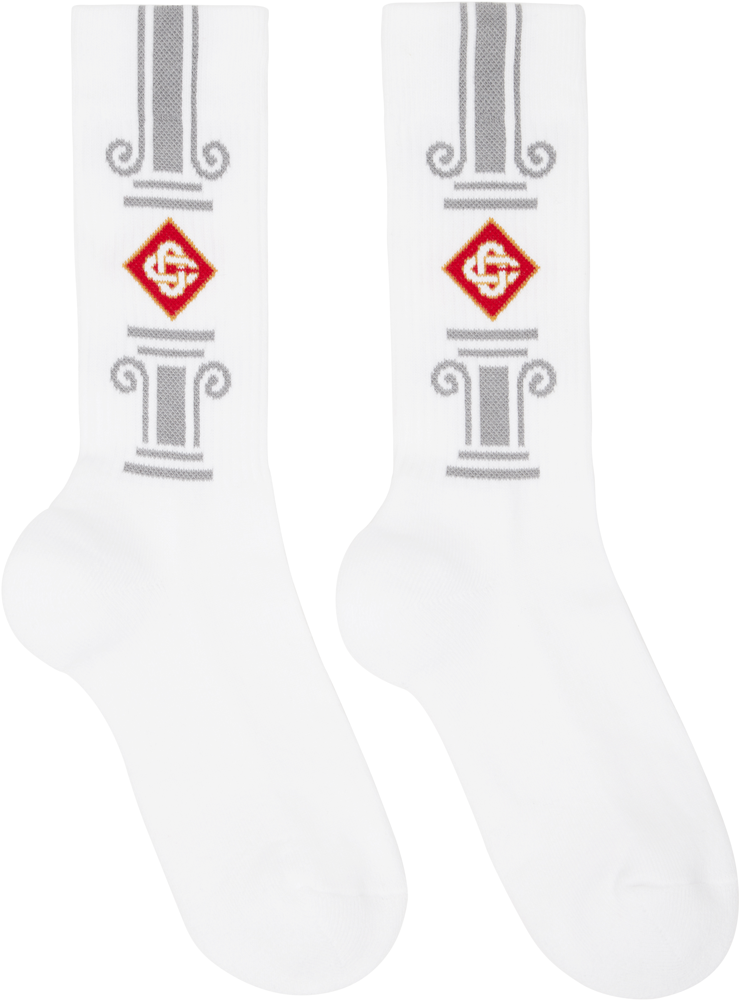 White Gray Column Socks