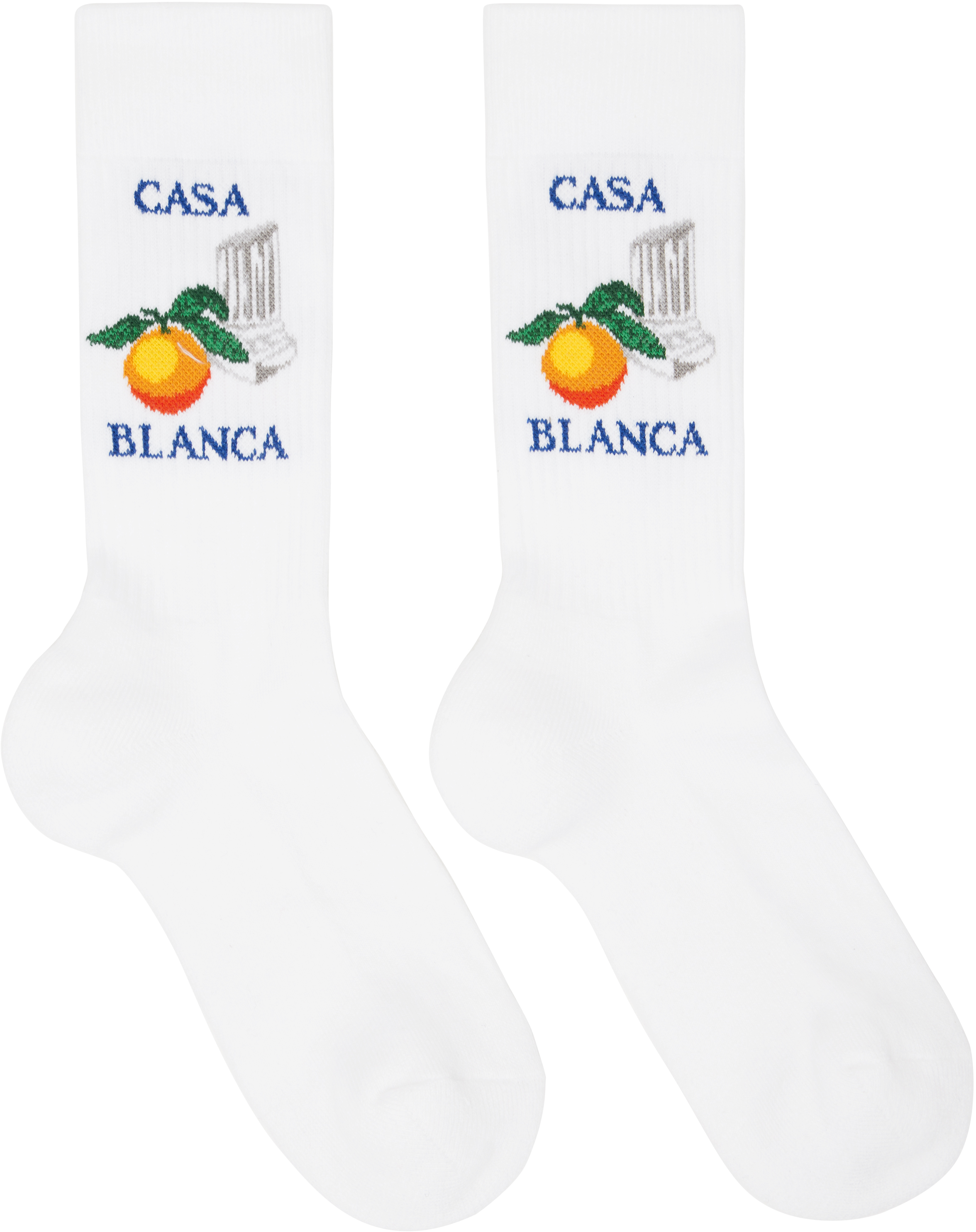 White Orange Column Socks