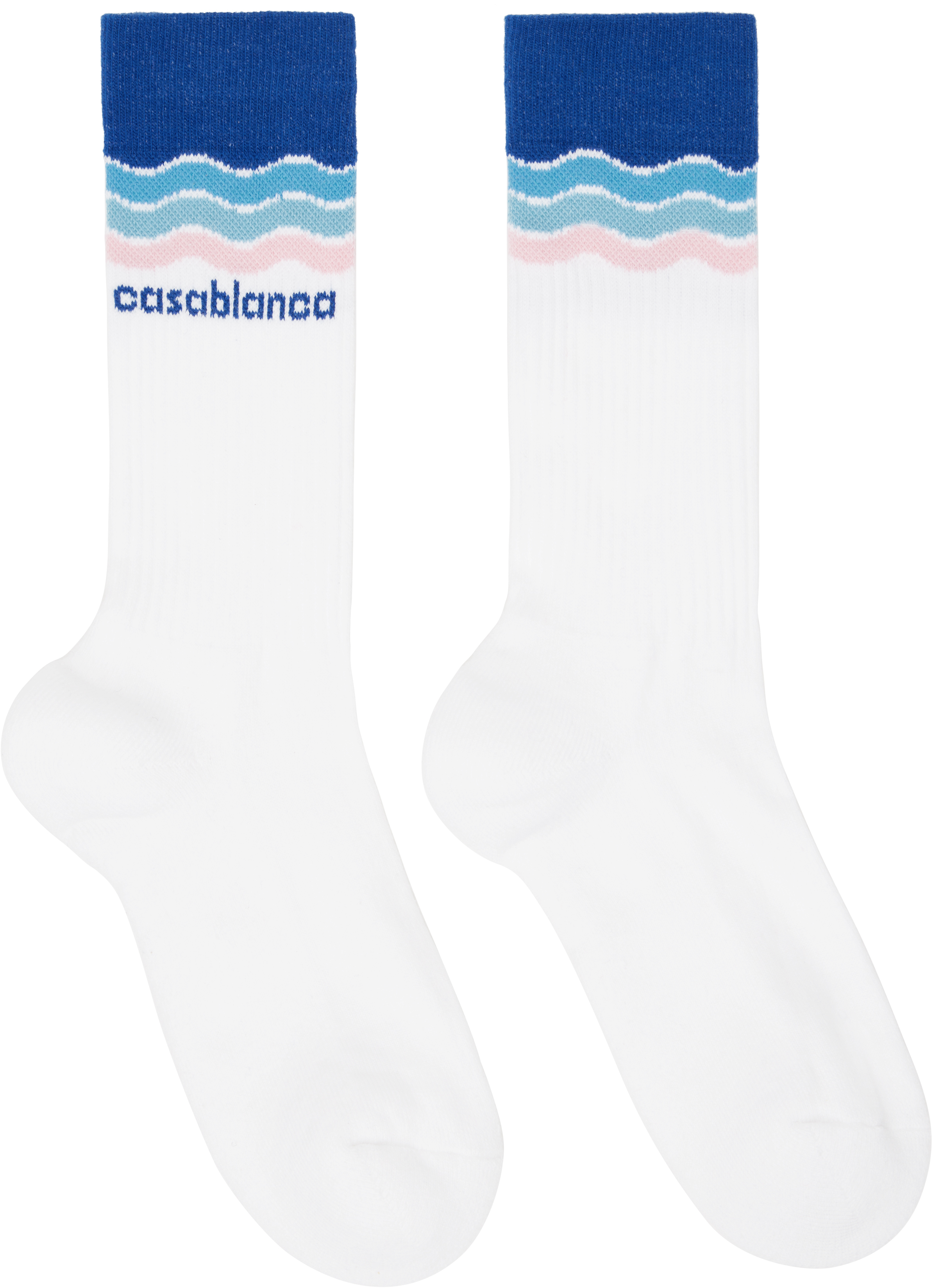 White & Blue Wave Socks