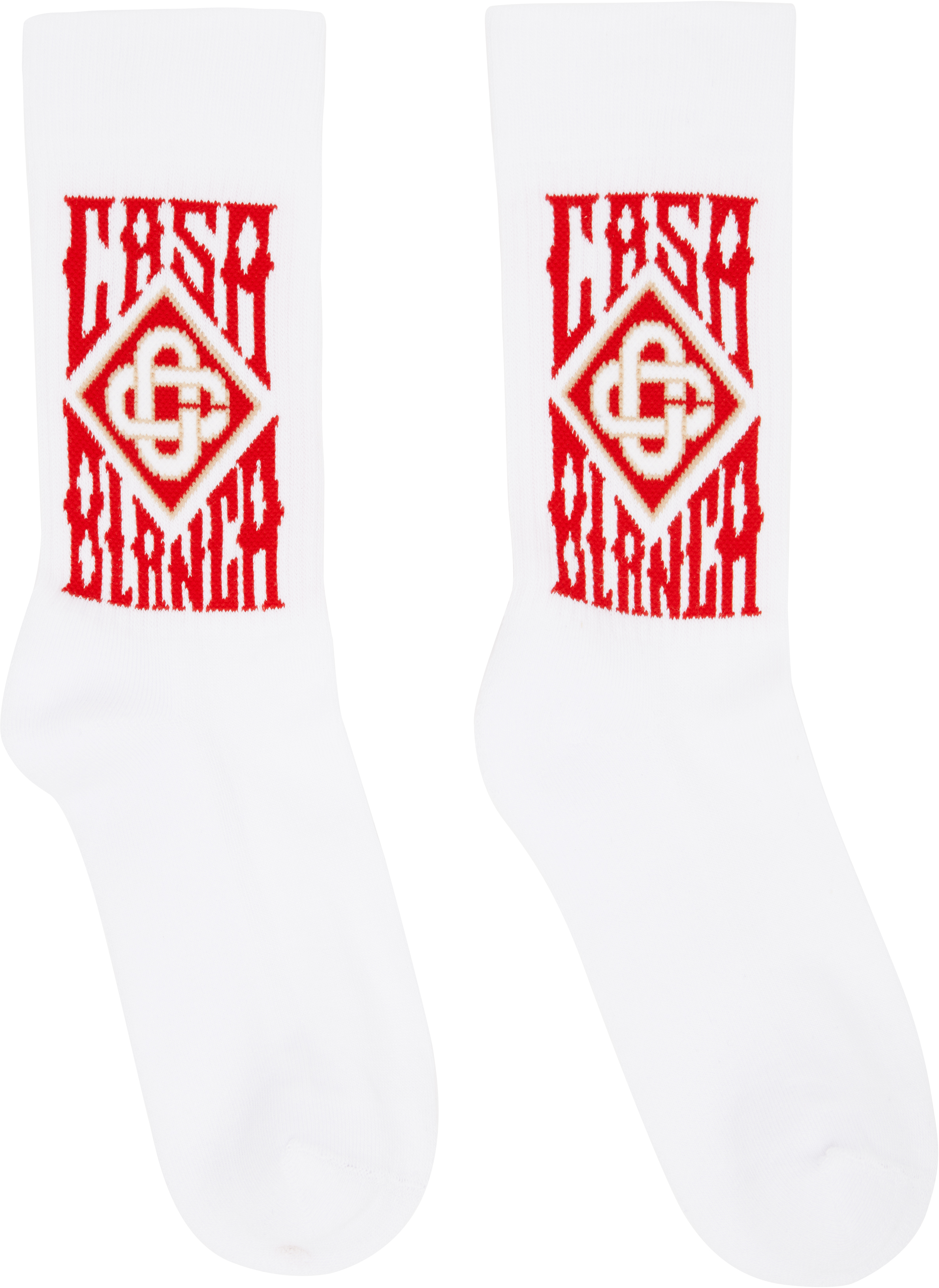 White & Red Gothic Logo Socks