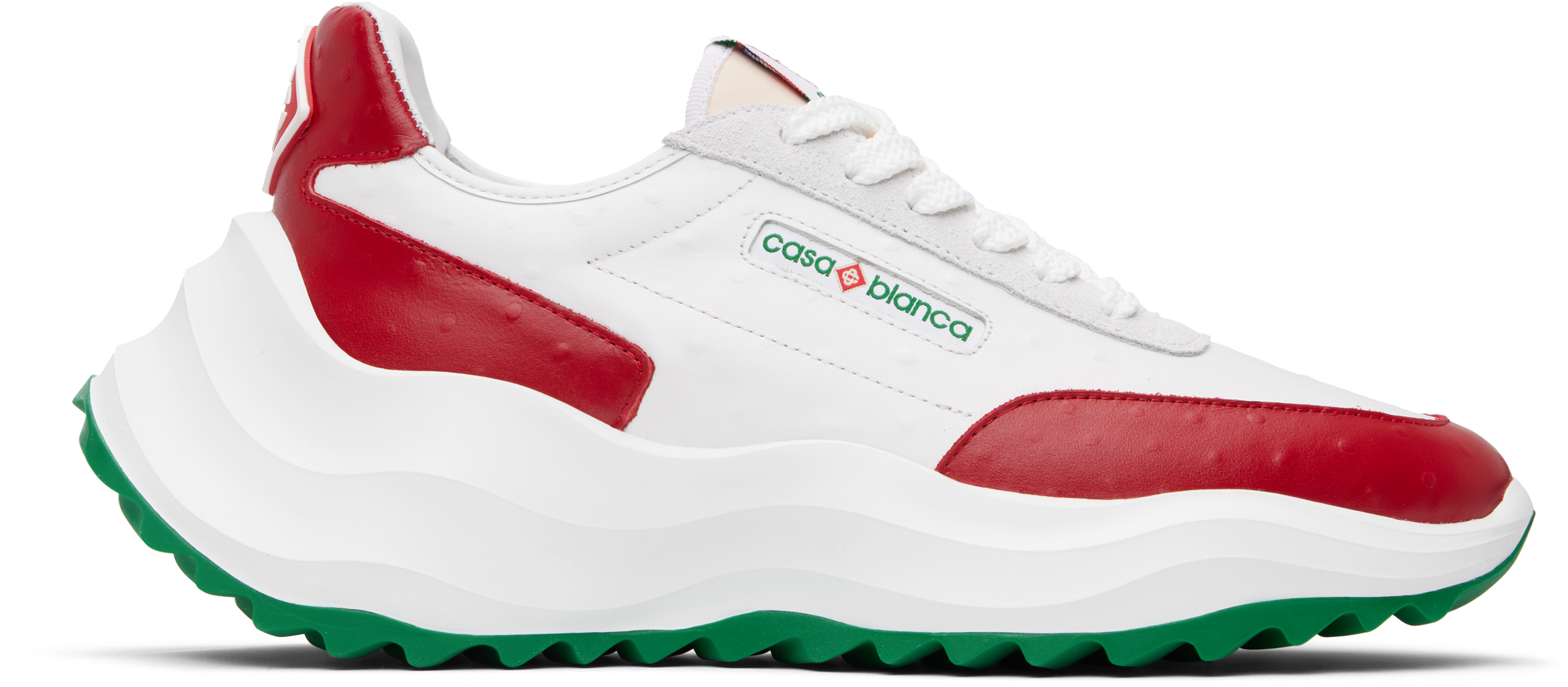Casablanca White & Red Atlantis Ostrich Sneakers