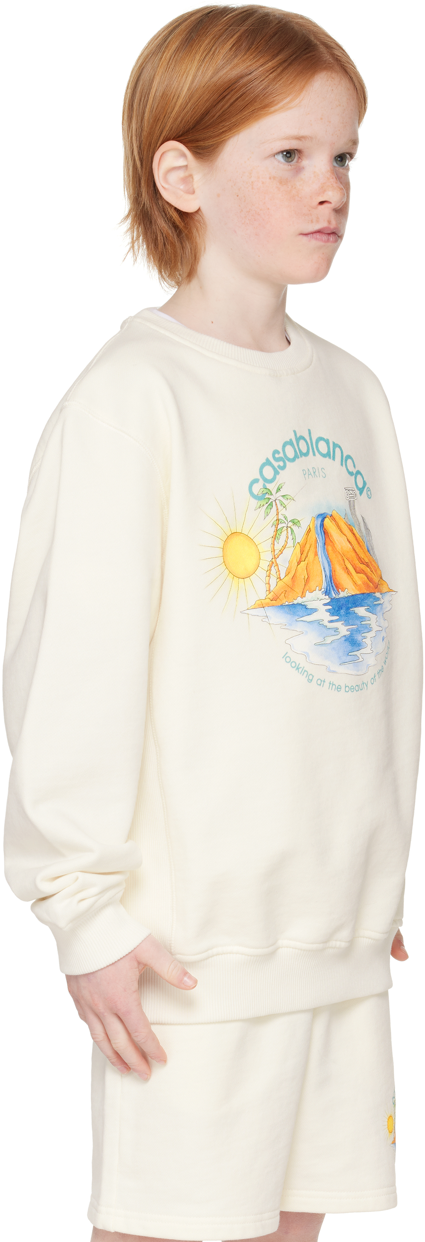 Casablanca Oasis Printed Sweatshirt In Off White Loopback O