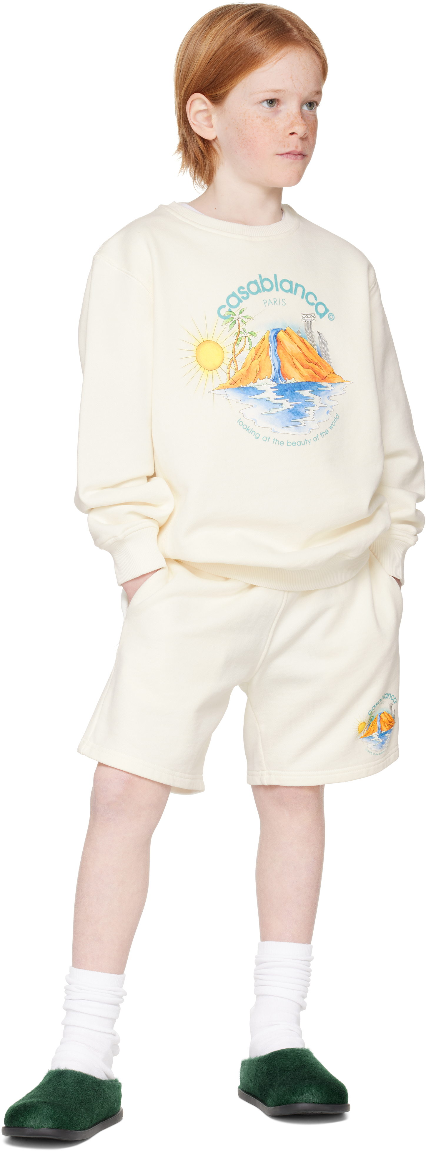Casablanca Oasis Printed Sweatshirt In Off White Loopback O