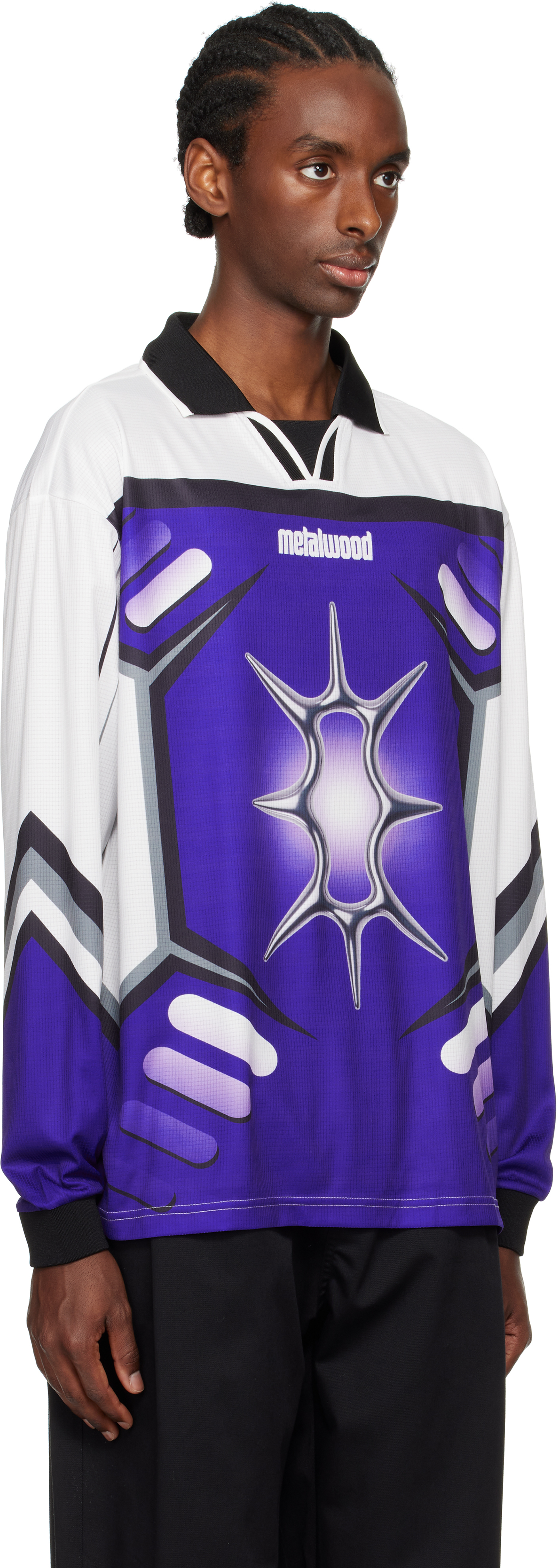 Metalwood Studio Men S X-games Longsleeve Jersey White / Blurple In White/blurple