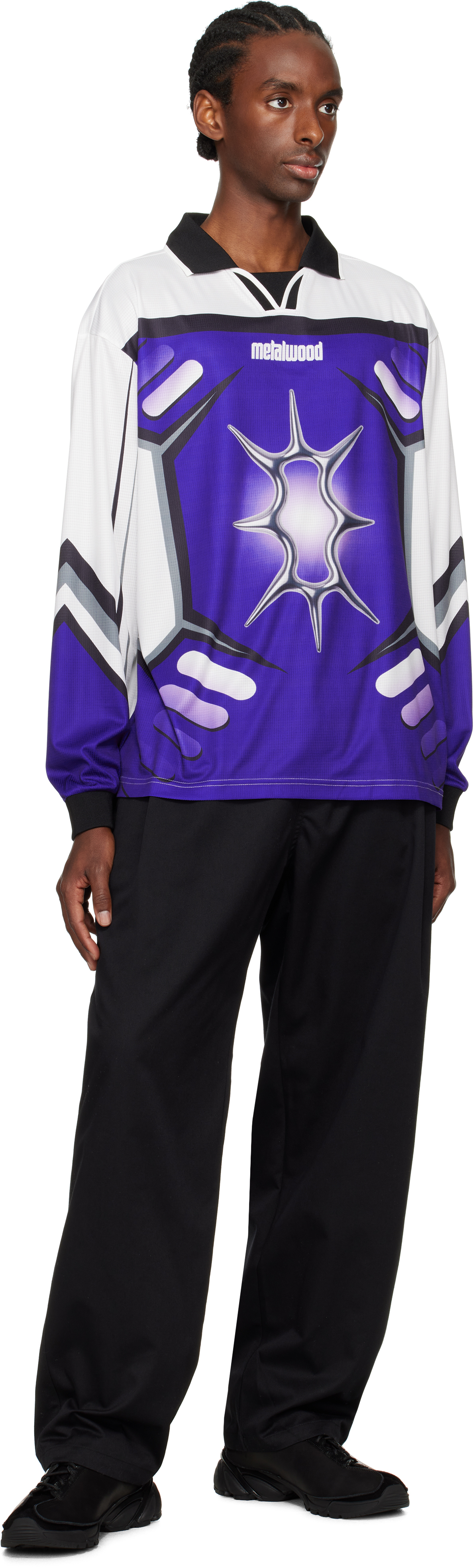 Metalwood Studio Men S X-games Longsleeve Jersey White / Blurple In White/blurple